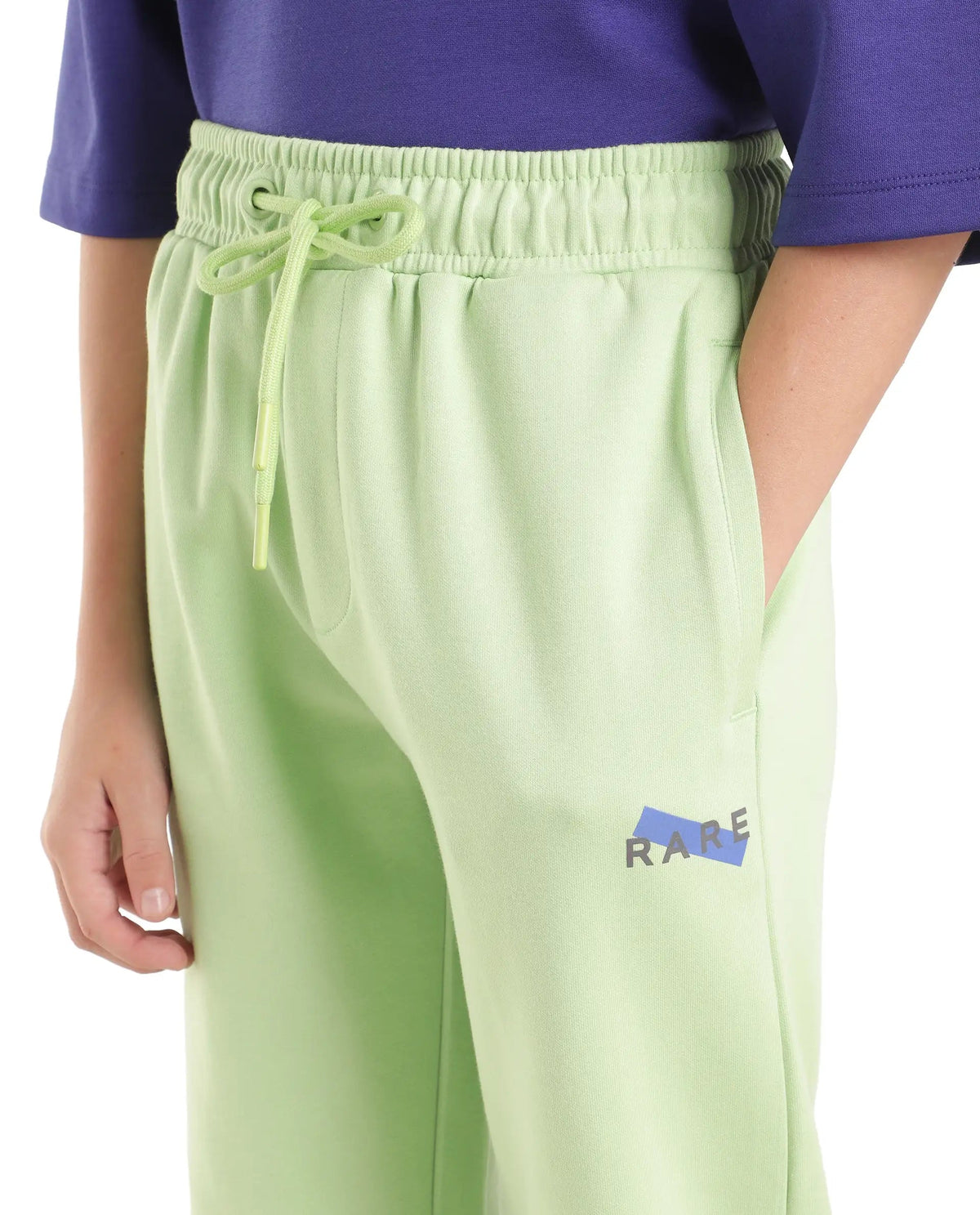 Boys Fluorescent Green Straight-Fit Jelly Print Cotton Blend Trackpants