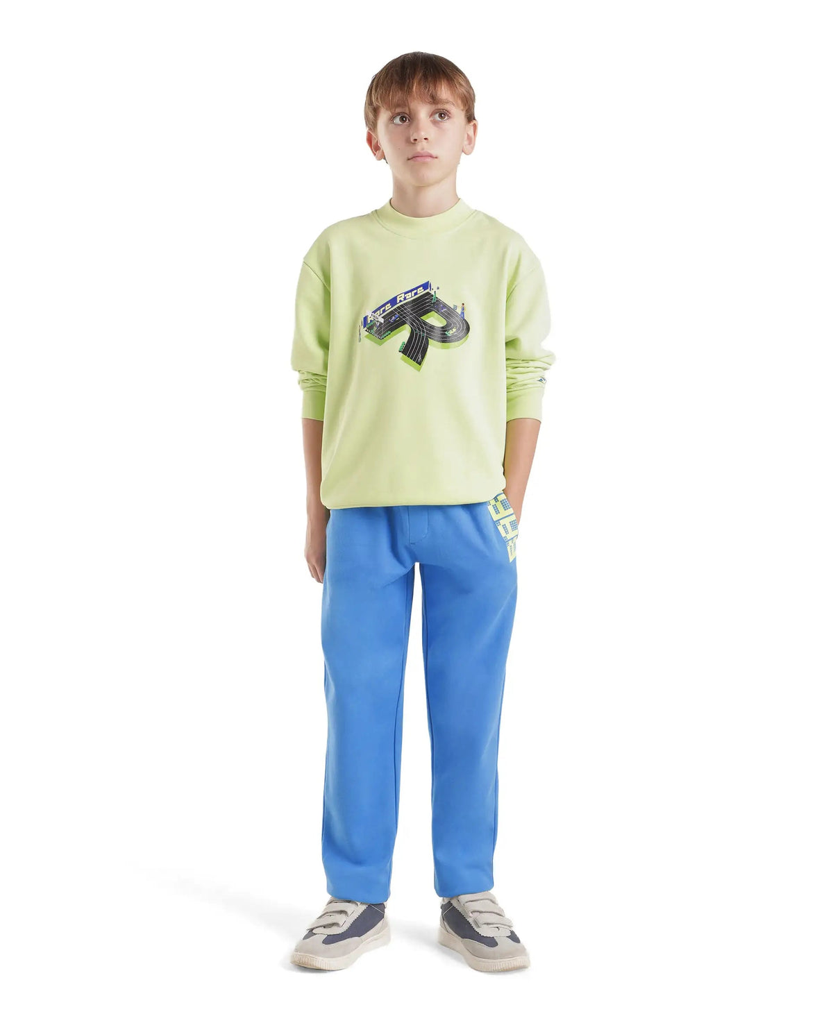 Rare Ones Boys Grid Cotton Blend Track Pants - Blue