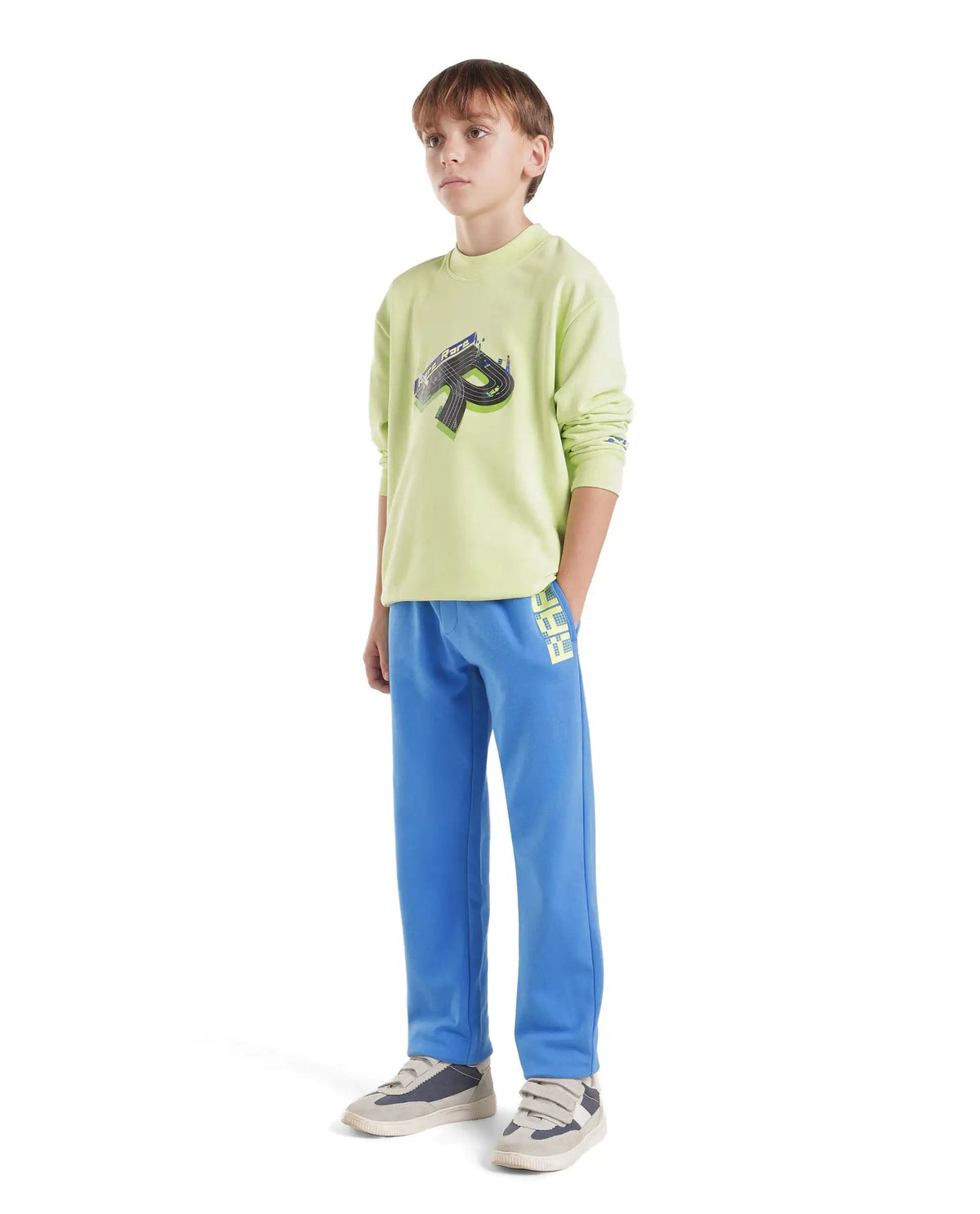 Rare Ones Boys Grid Cotton Blend Track Pants - Blue