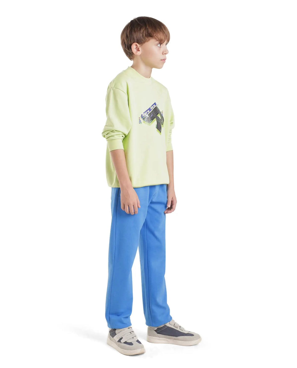 Rare Ones Boys Grid Cotton Blend Track Pants - Blue