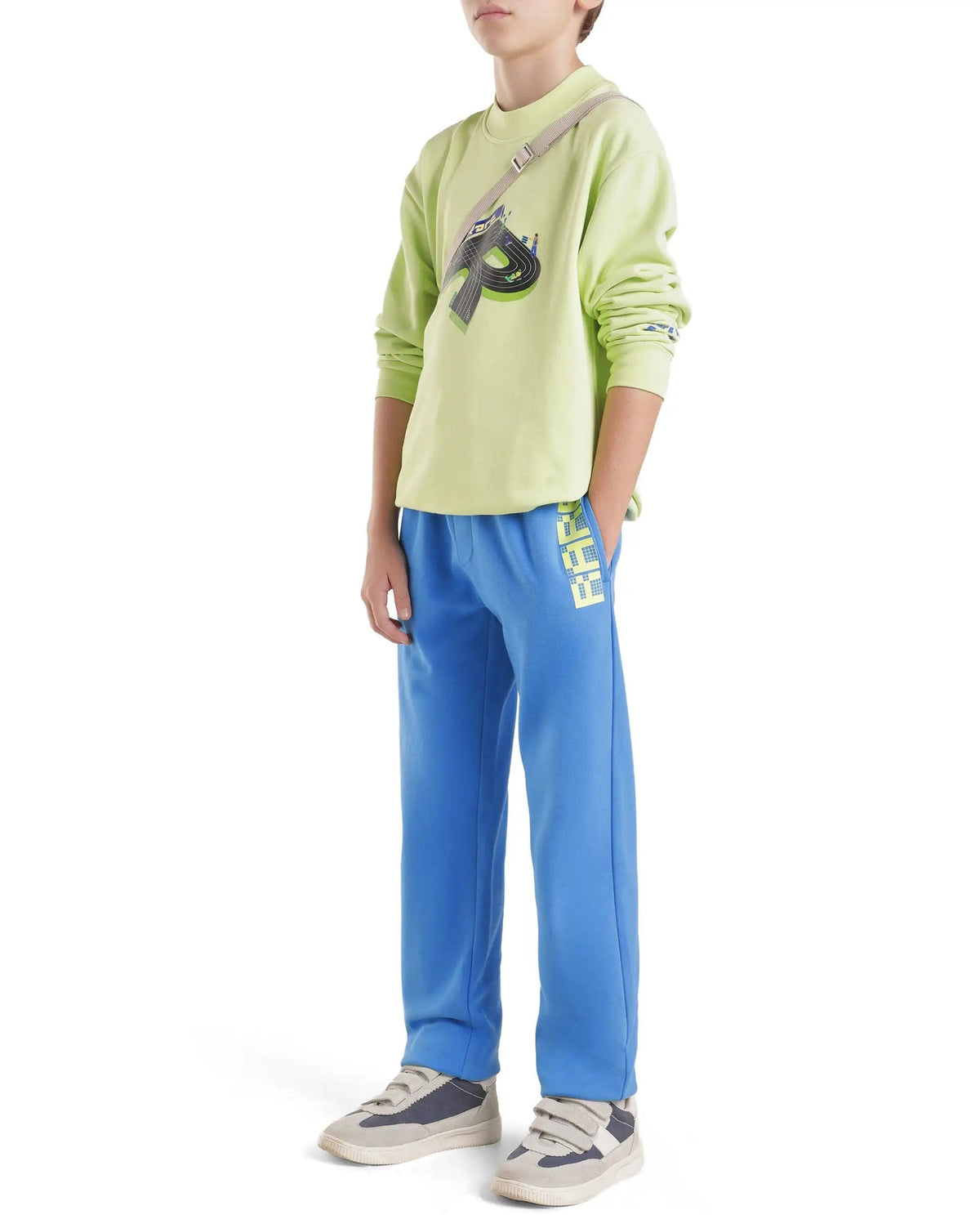 Rare Ones Boys Grid Cotton Blend Track Pants - Blue