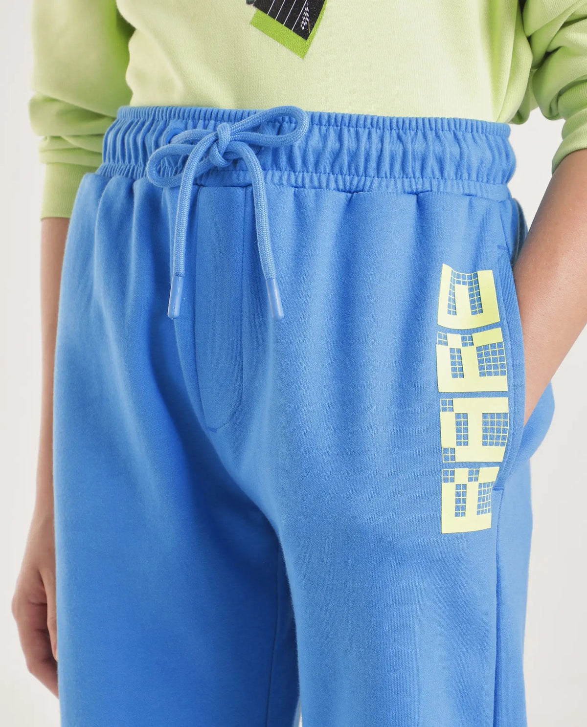 Rare Ones Boys Grid Cotton Blend Track Pants - Blue