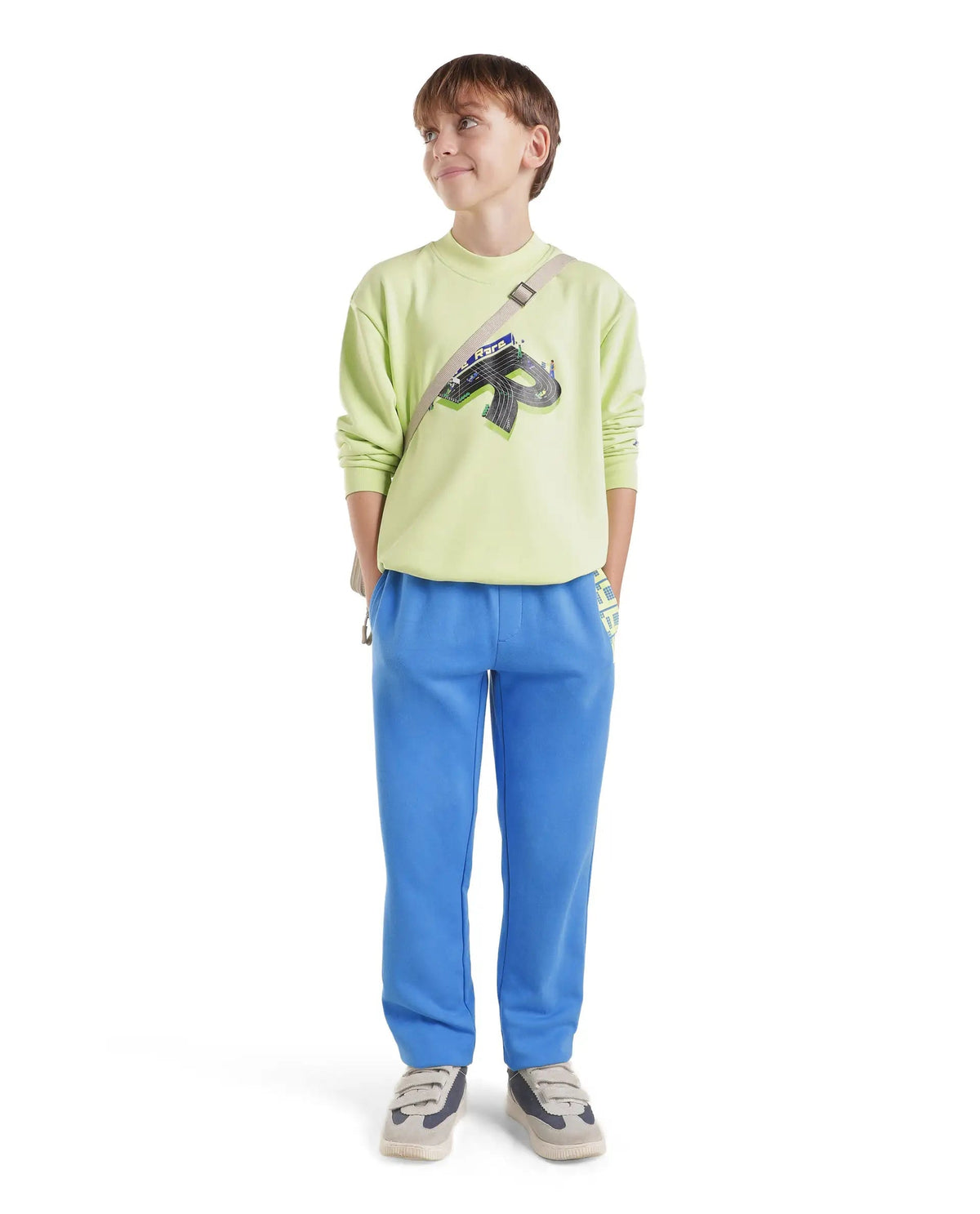 Rare Ones Boys Grid Cotton Blend Track Pants - Blue