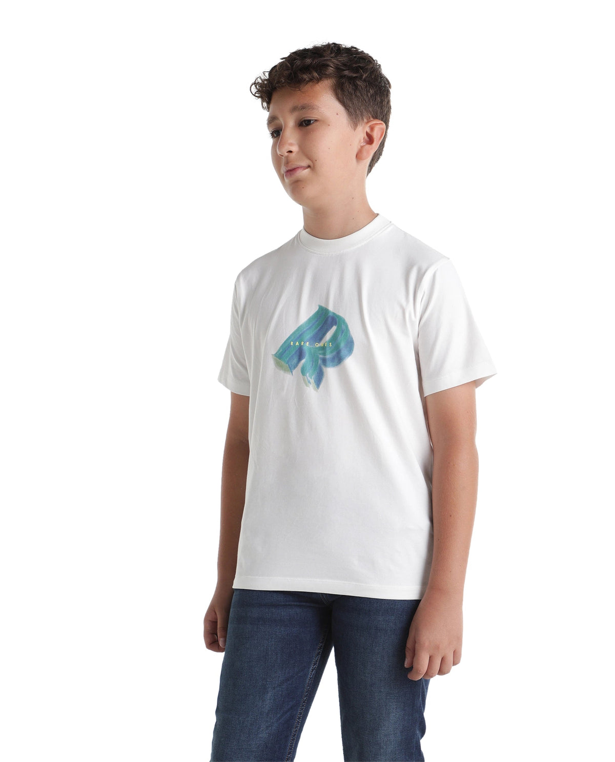 Rare Ones Boys Kimk Cotton Blend T-Shirt - Off White