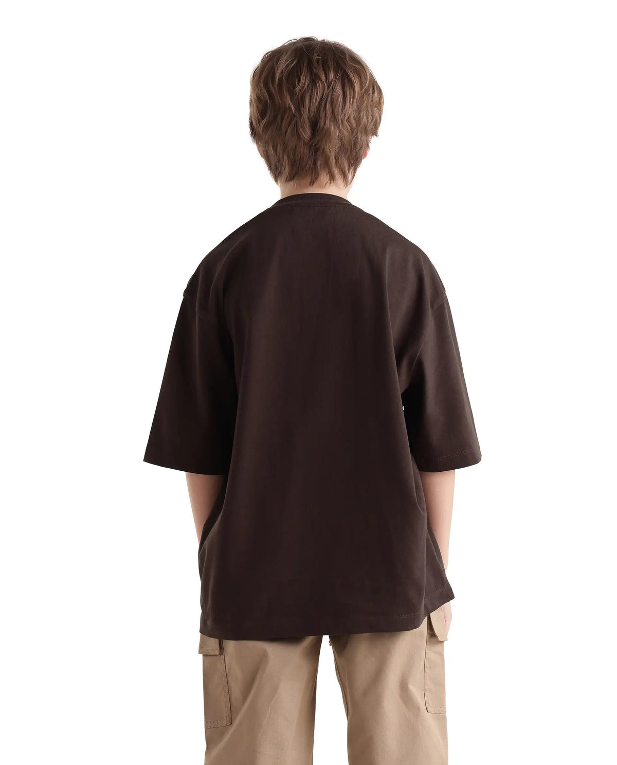 Rare Ones Boys Ted Oversized Fit Cotton T-Shirt - Dark Brown