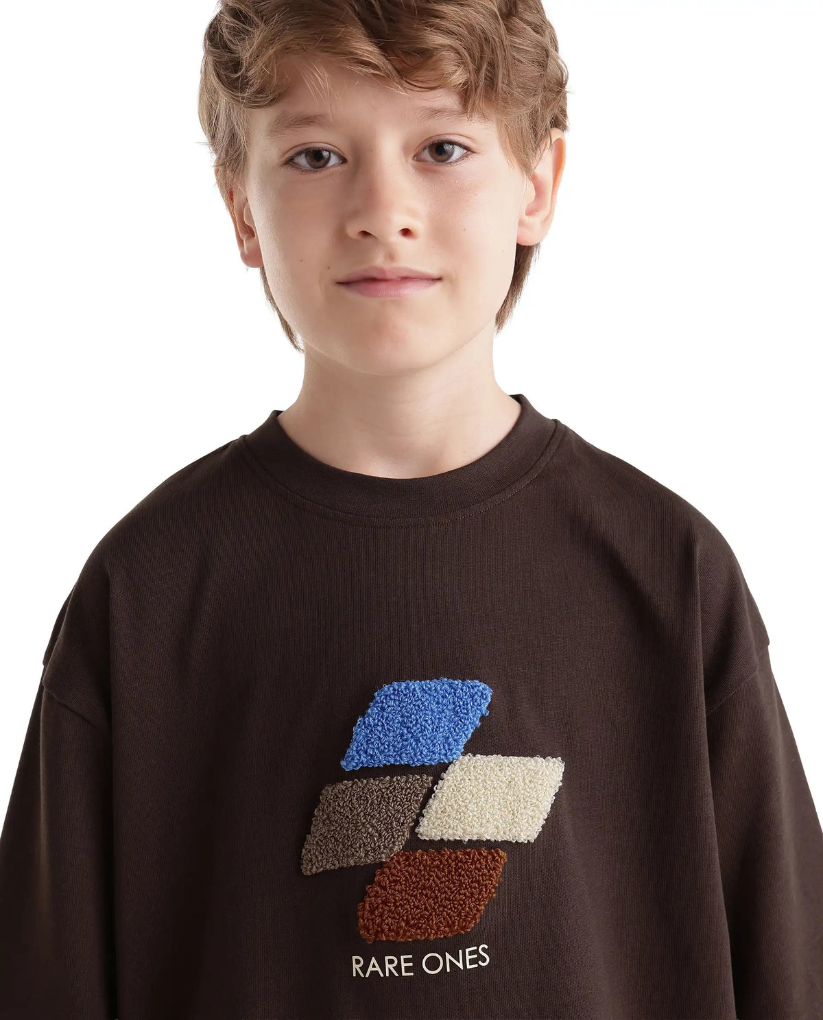 Rare Ones Boys Ted Oversized Fit Cotton T-Shirt - Dark Brown