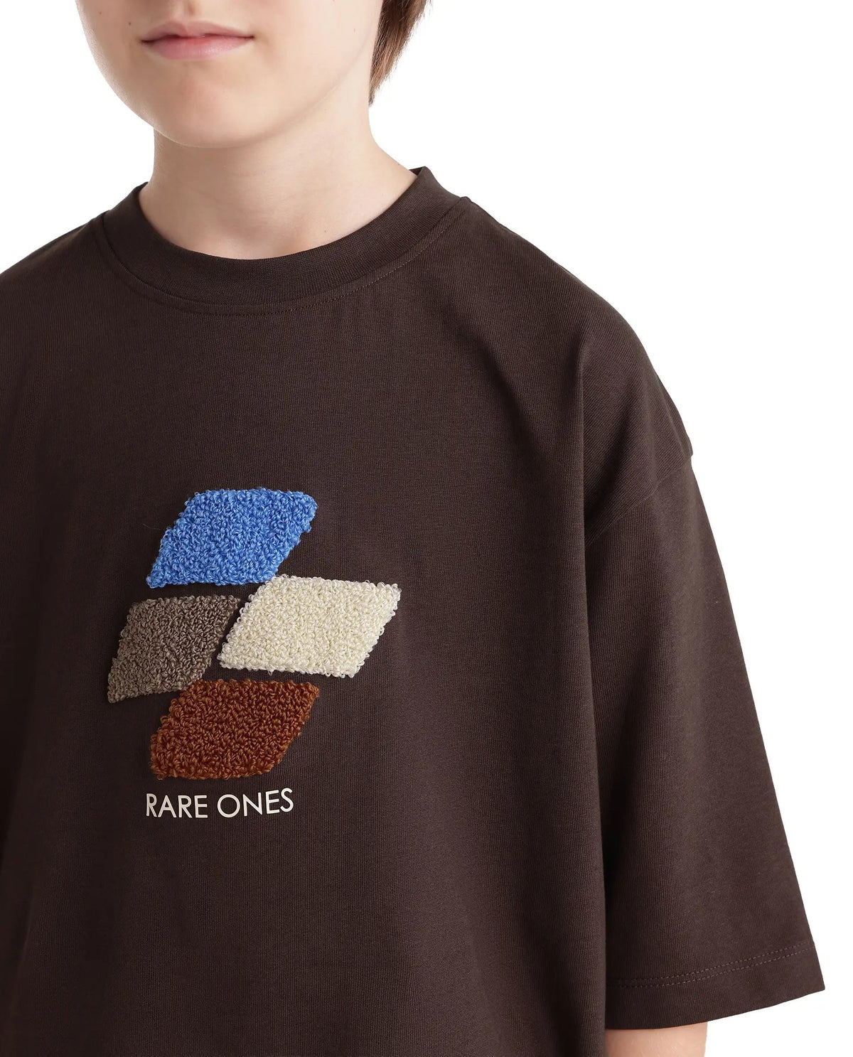 Rare Ones Boys Ted Oversized Fit Cotton T-Shirt - Dark Brown