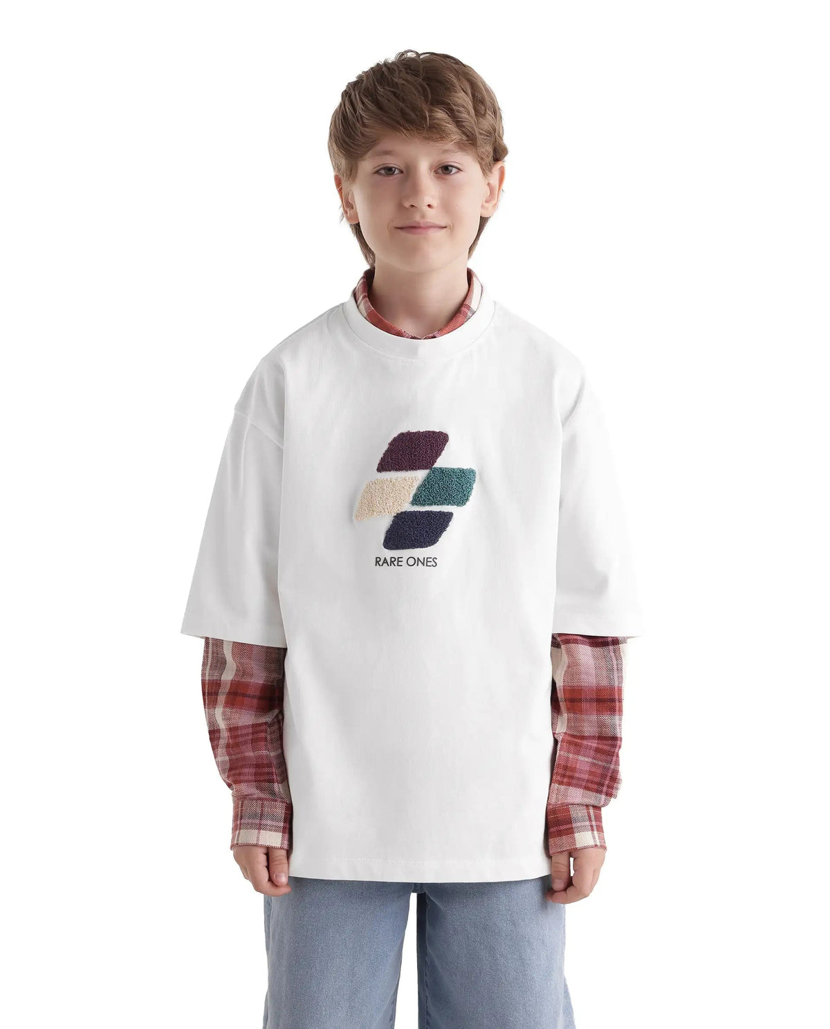 Rare Ones Boys Ted Oversized Fit Cotton T-Shirt - Off White