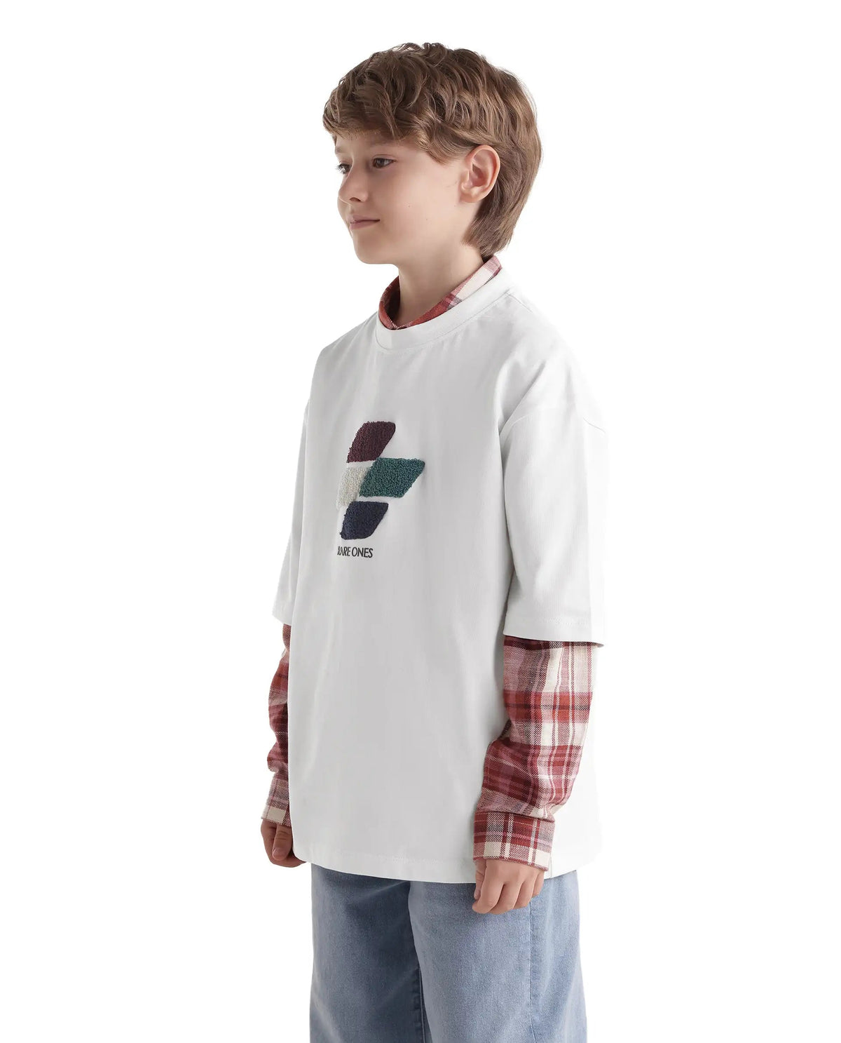 Rare Ones Boys Ted Oversized Fit Cotton T-Shirt - Off White