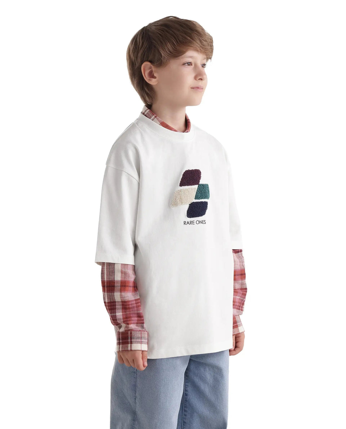 Rare Ones Boys Ted Oversized Fit Cotton T-Shirt - Off White
