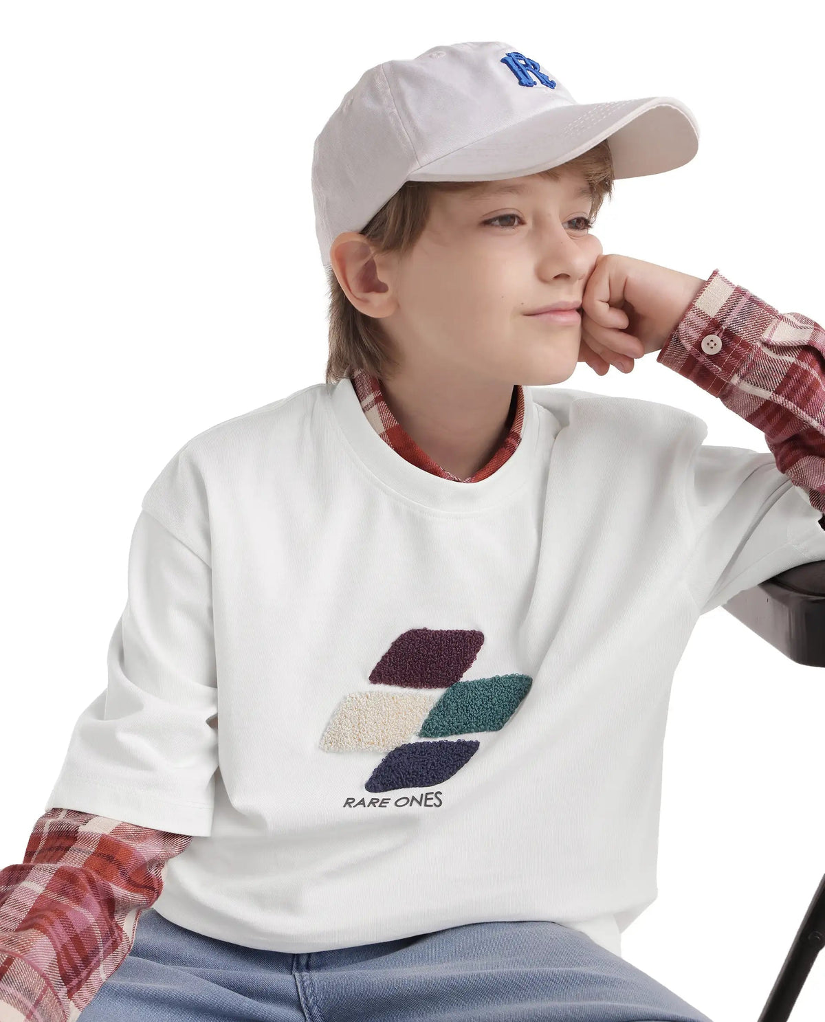 Rare Ones Boys Ted Oversized Fit Cotton T-Shirt - Off White