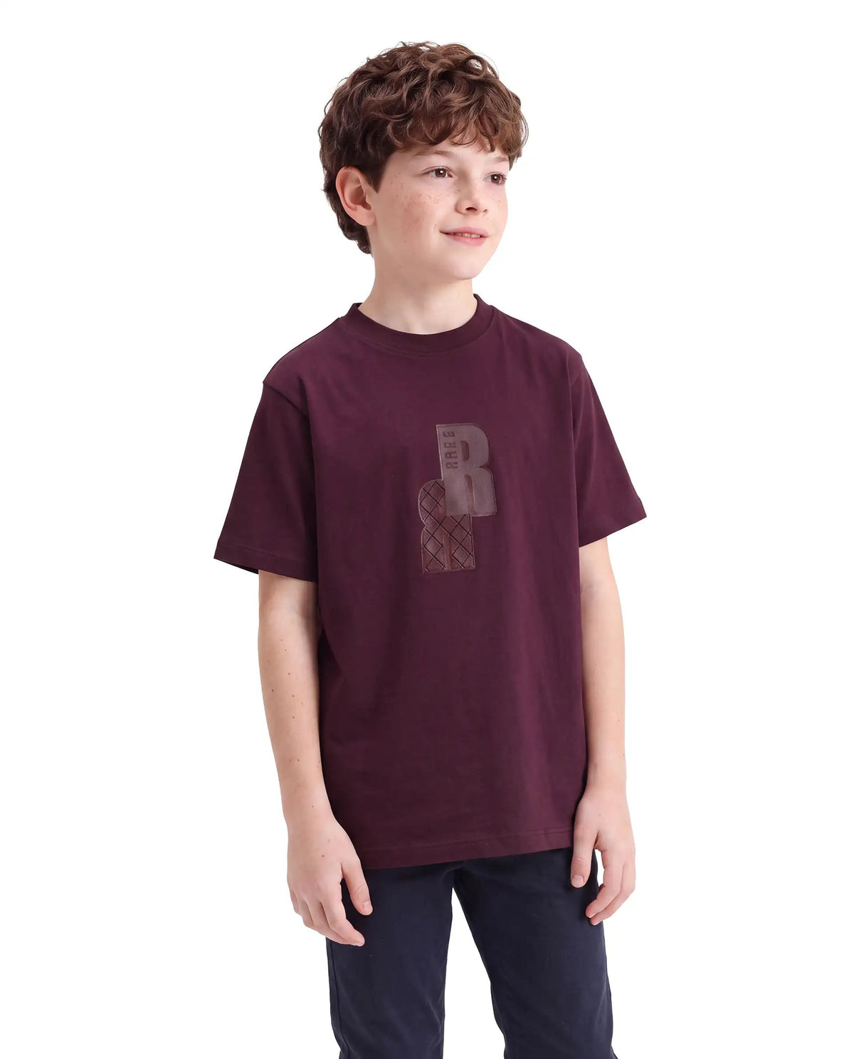 Rare Ones Boys Rovis Cotton Blend T-Shirt - Dark Maroon