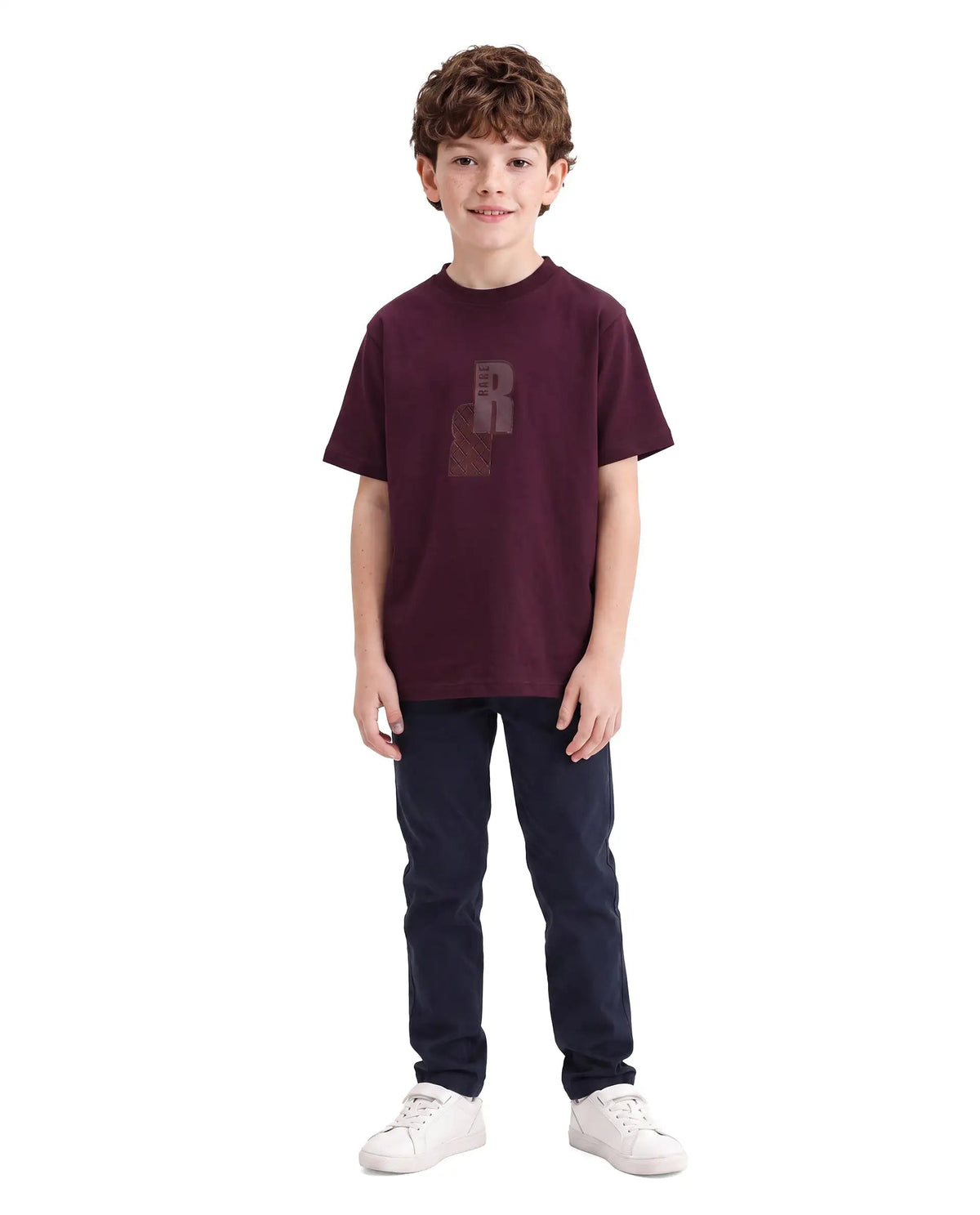Rare Ones Boys Rovis Cotton Blend T-Shirt - Dark Maroon