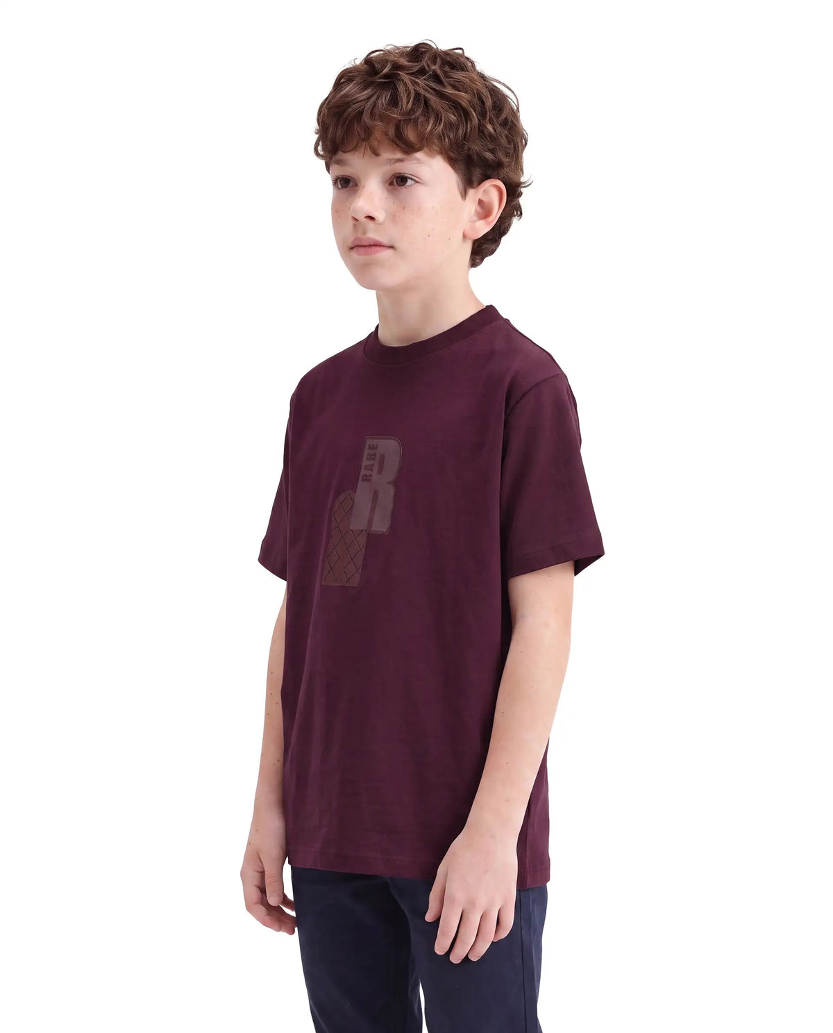 Rare Ones Boys Rovis Cotton Blend T-Shirt - Dark Maroon