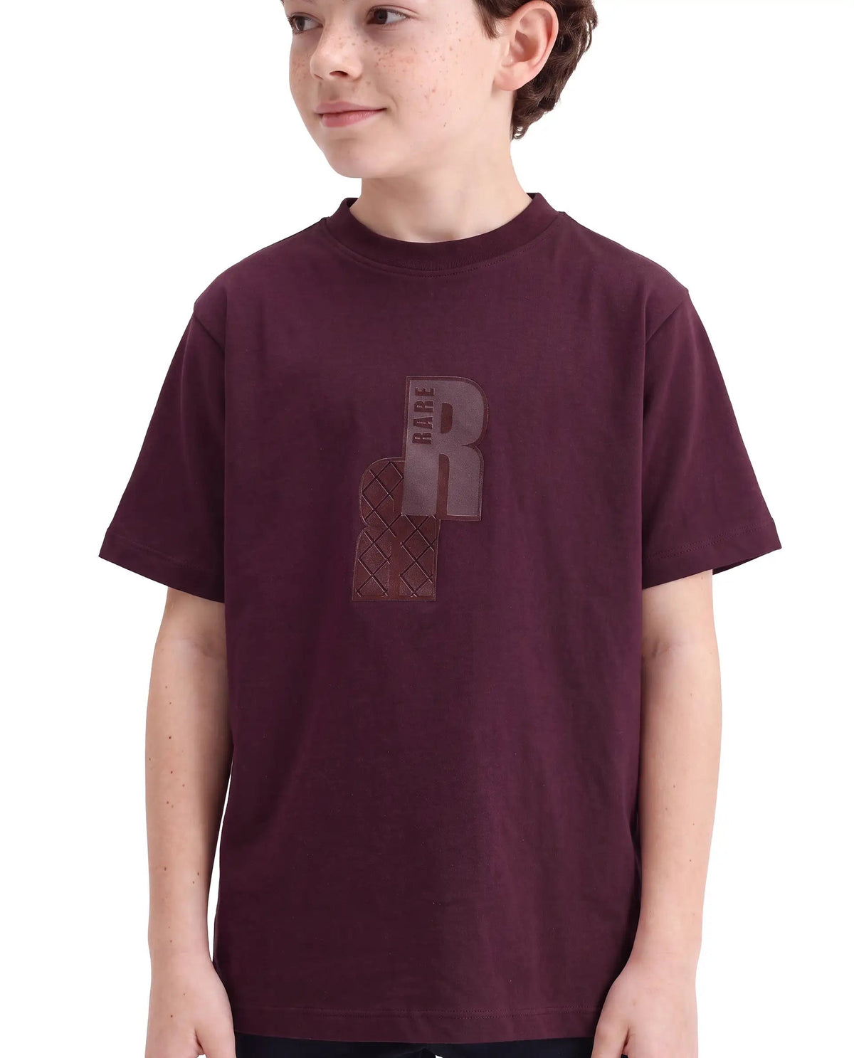 Rare Ones Boys Rovis Cotton Blend T-Shirt - Dark Maroon
