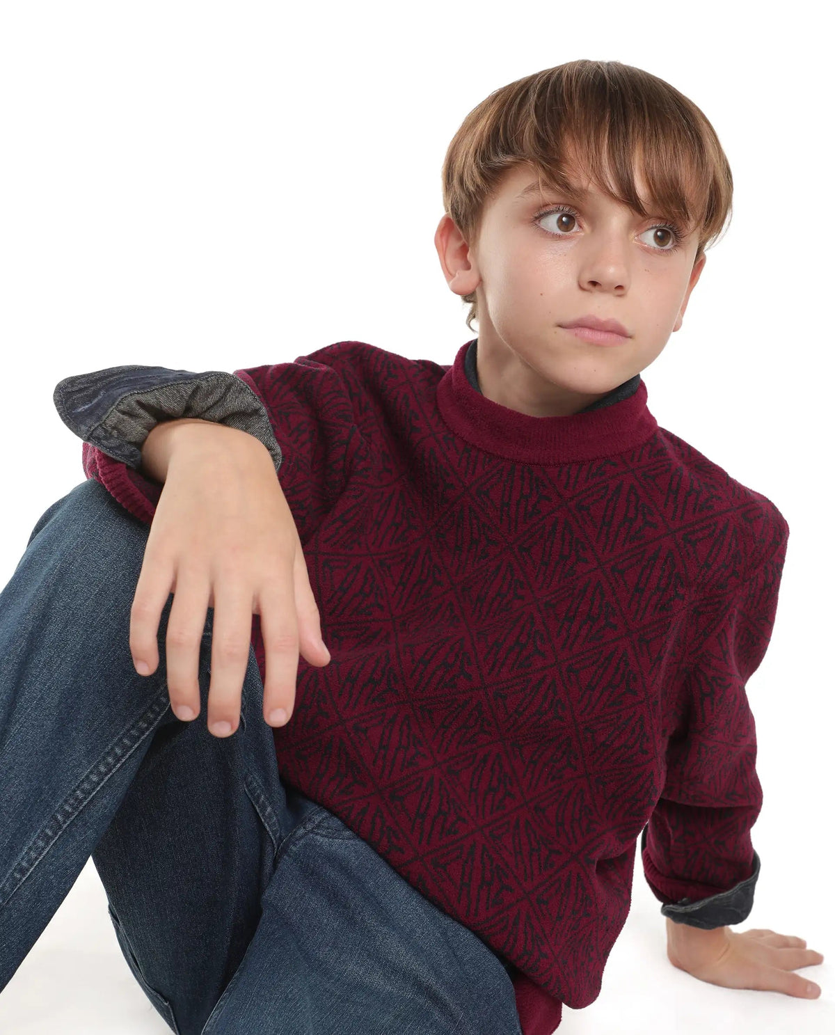 Rare Ones Boys Diego Regular Fit Polyester Sweater - Maroon