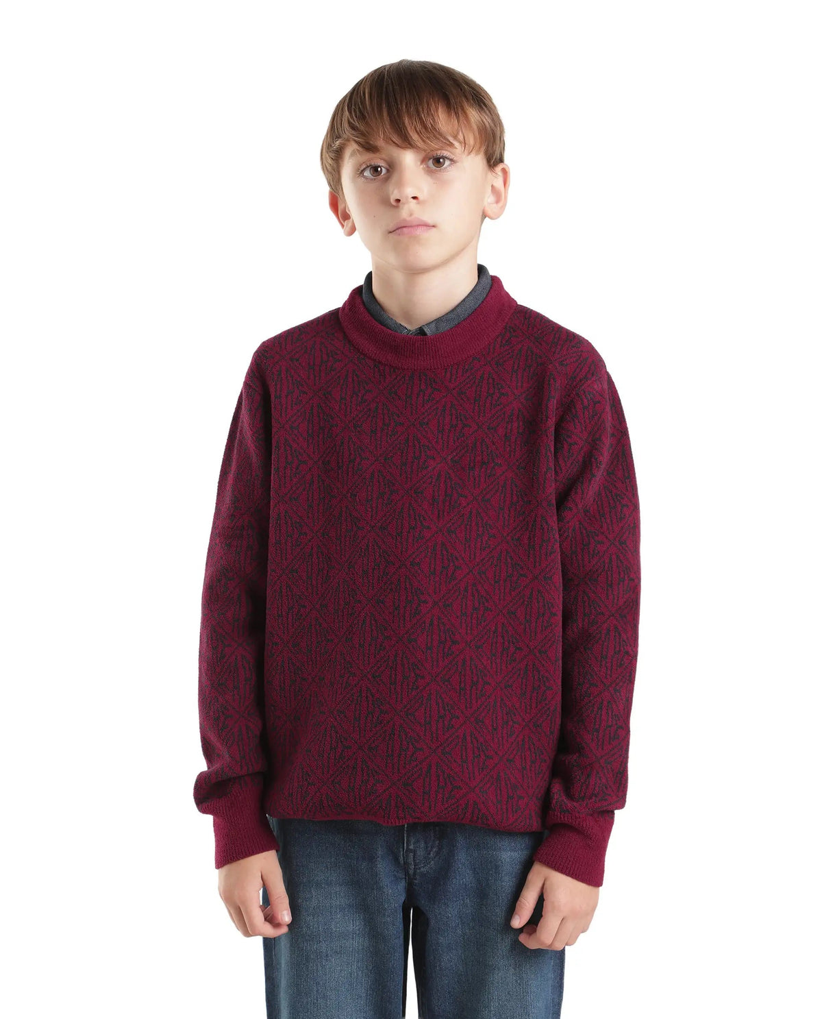 Rare Ones Boys Diego Regular Fit Polyester Sweater - Maroon