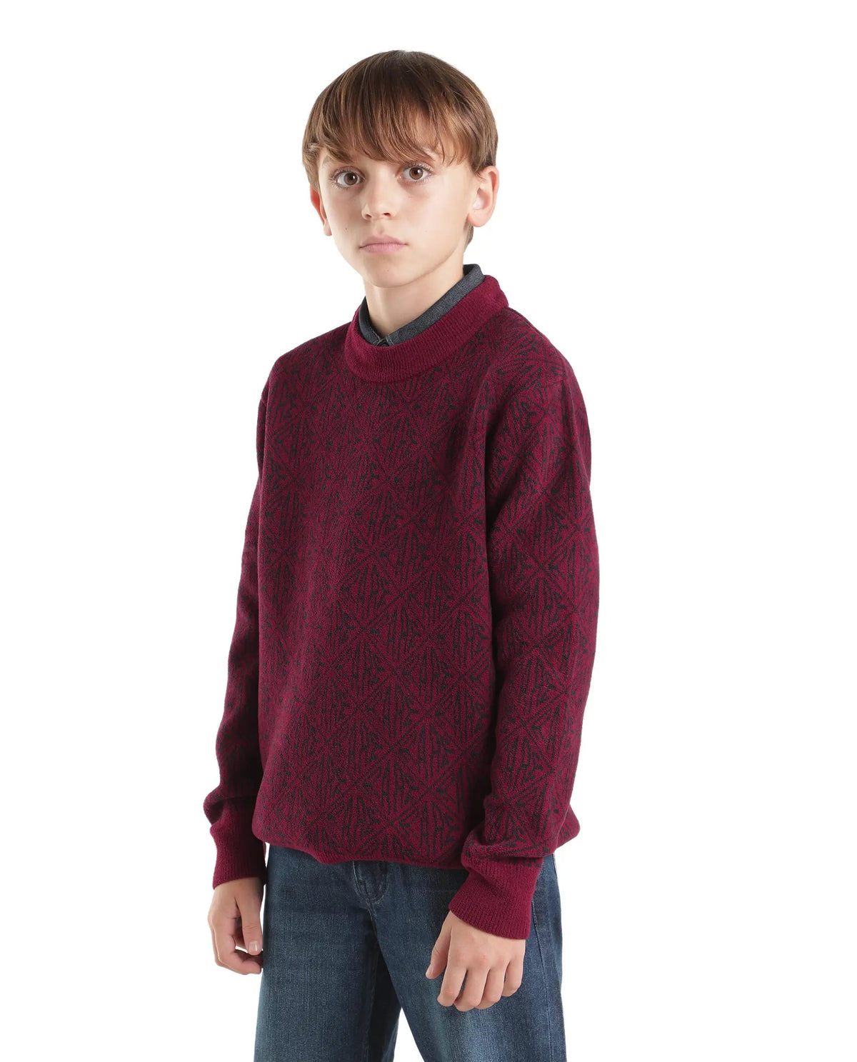 Rare Ones Boys Diego Regular Fit Polyester Sweater - Maroon
