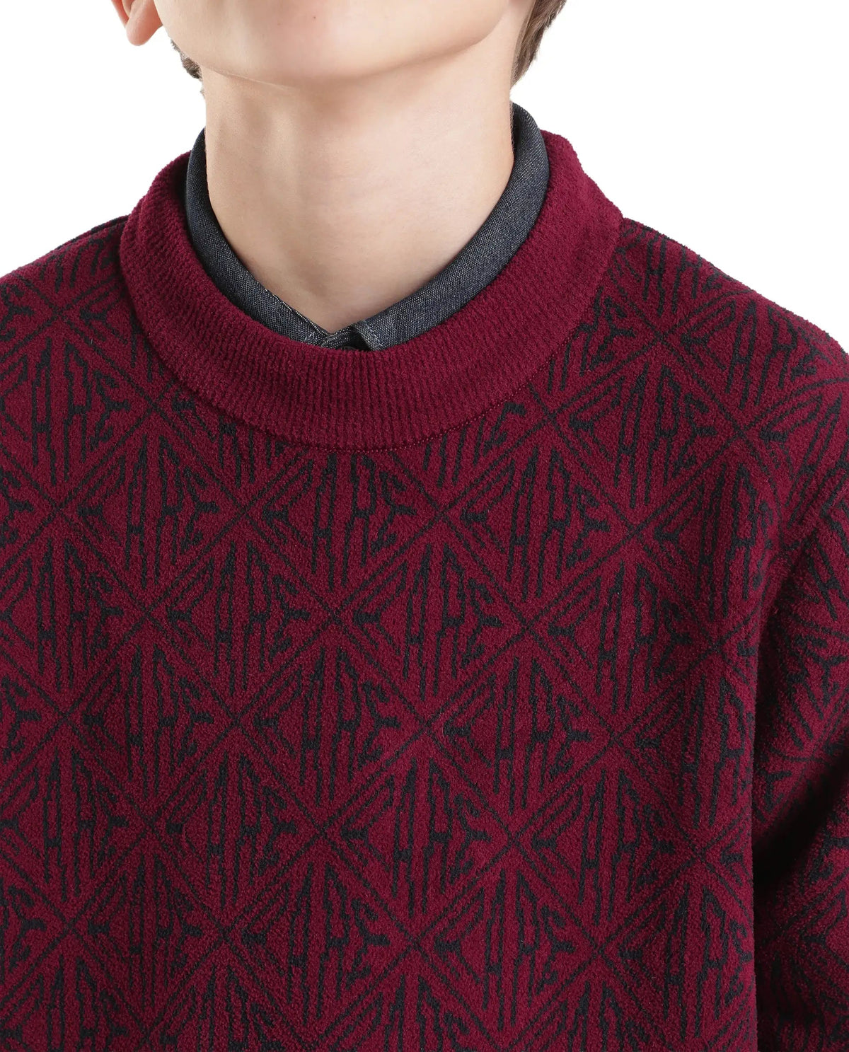 Rare Ones Boys Diego Regular Fit Polyester Sweater - Maroon