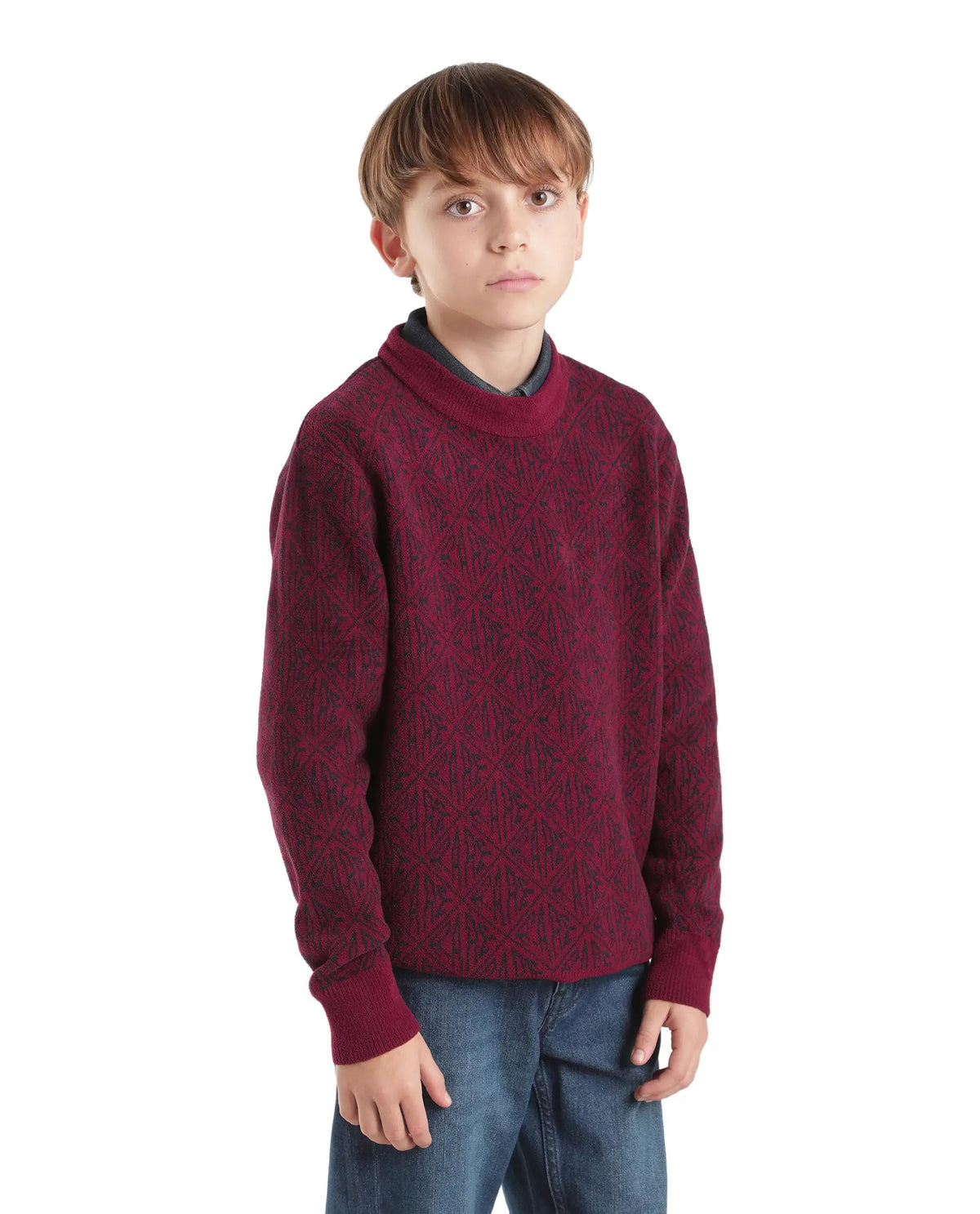 Rare Ones Boys Diego Regular Fit Polyester Sweater - Maroon