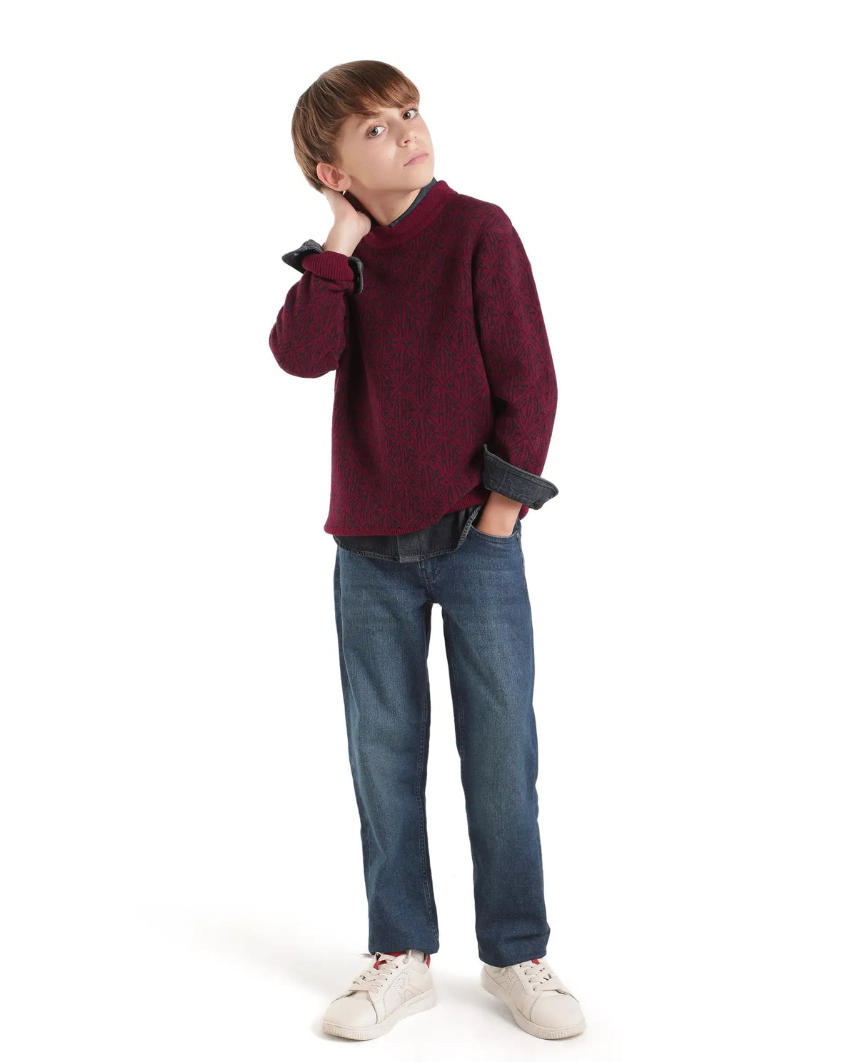Rare Ones Boys Diego Regular Fit Polyester Sweater - Maroon
