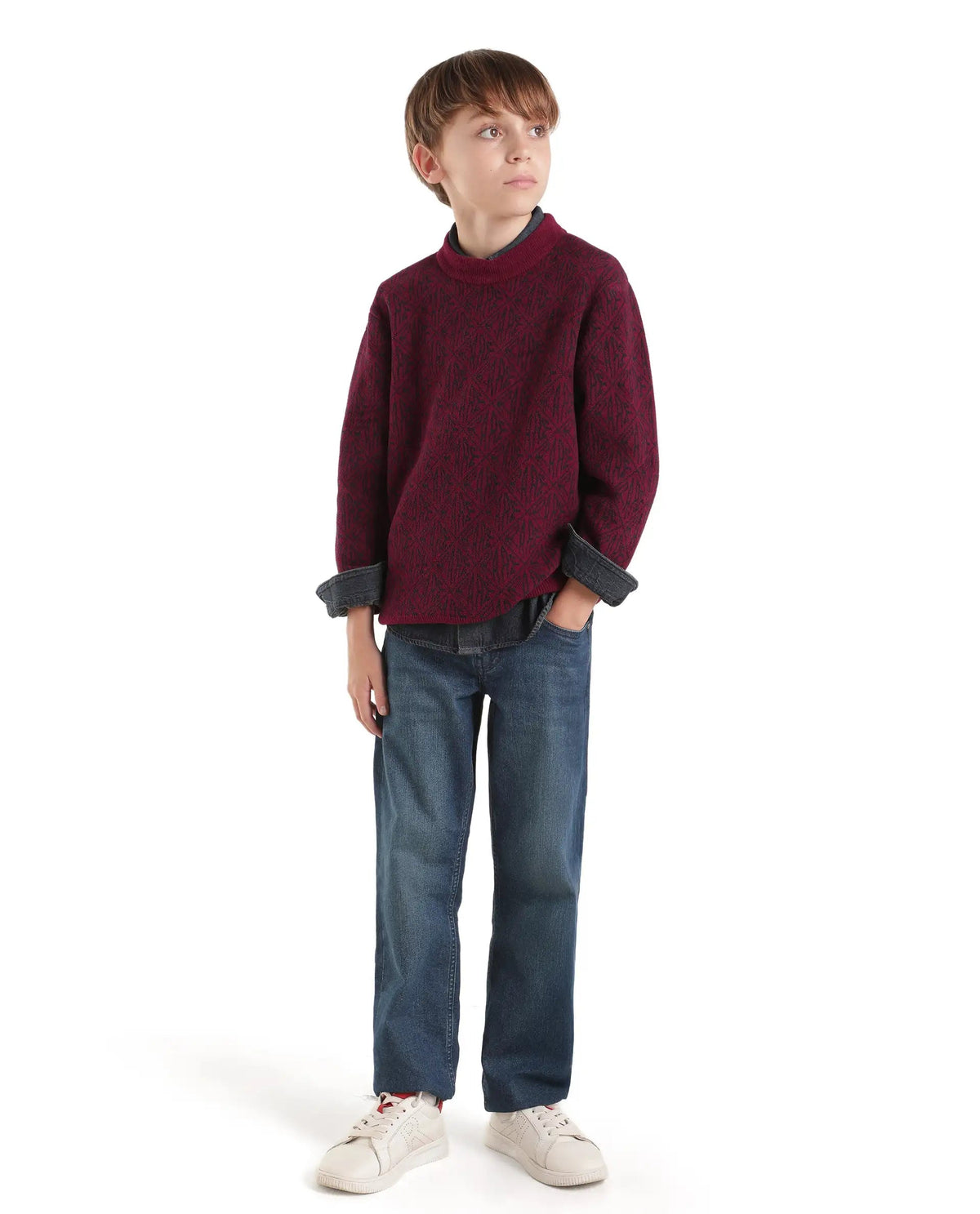 Rare Ones Boys Diego Regular Fit Polyester Sweater - Maroon