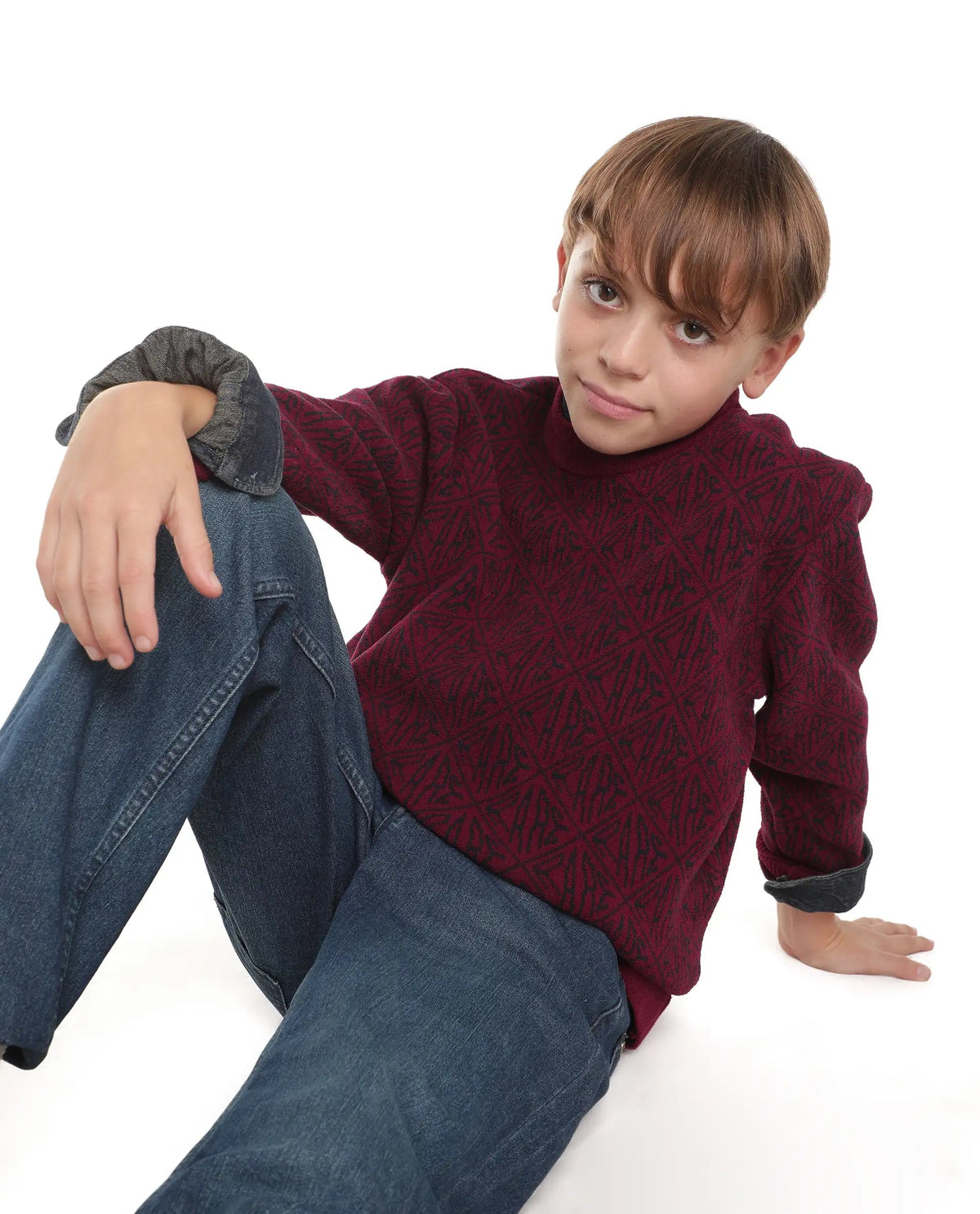 Rare Ones Boys Diego Regular Fit Polyester Sweater - Maroon