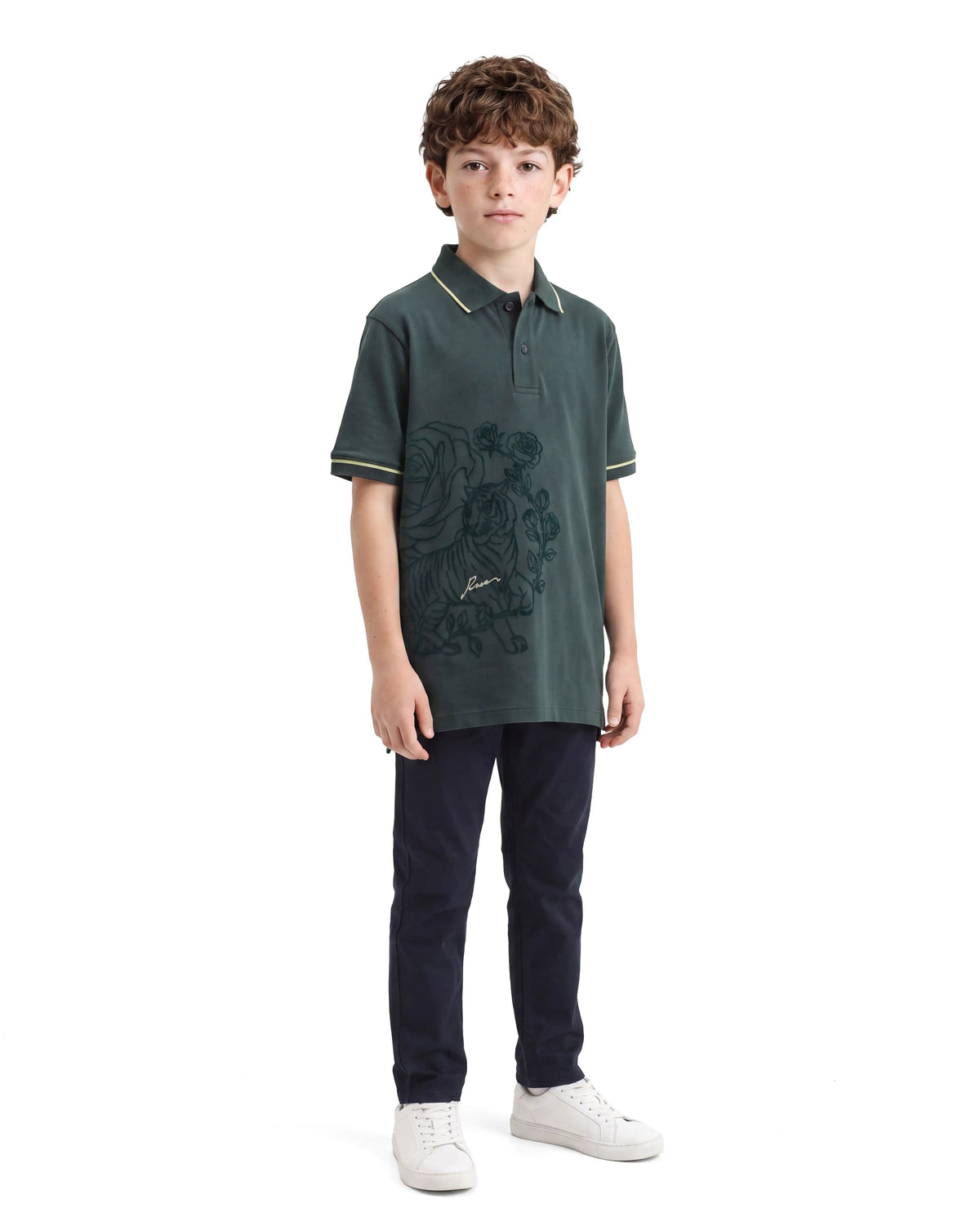 Rare Ones Boys Trax Regular Fit Cotton Polo - Dark Green