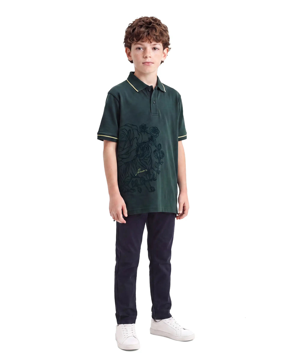 Rare Ones Boys Trax Regular Fit Cotton Polo - Dark Green
