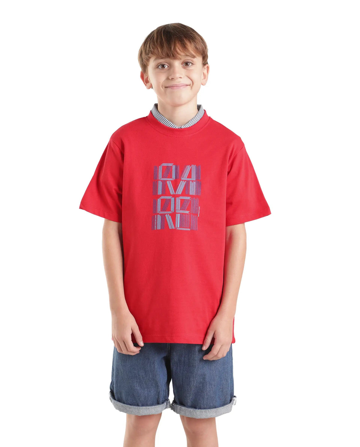 Rare Ones Boys Clyde Regular Fit Cotton T-Shirt - Red