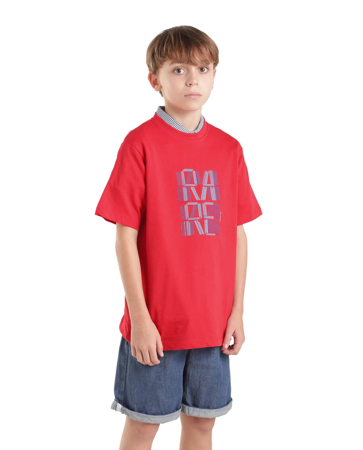 Rare Ones Boys Clyde Regular Fit Cotton T-Shirt - Red