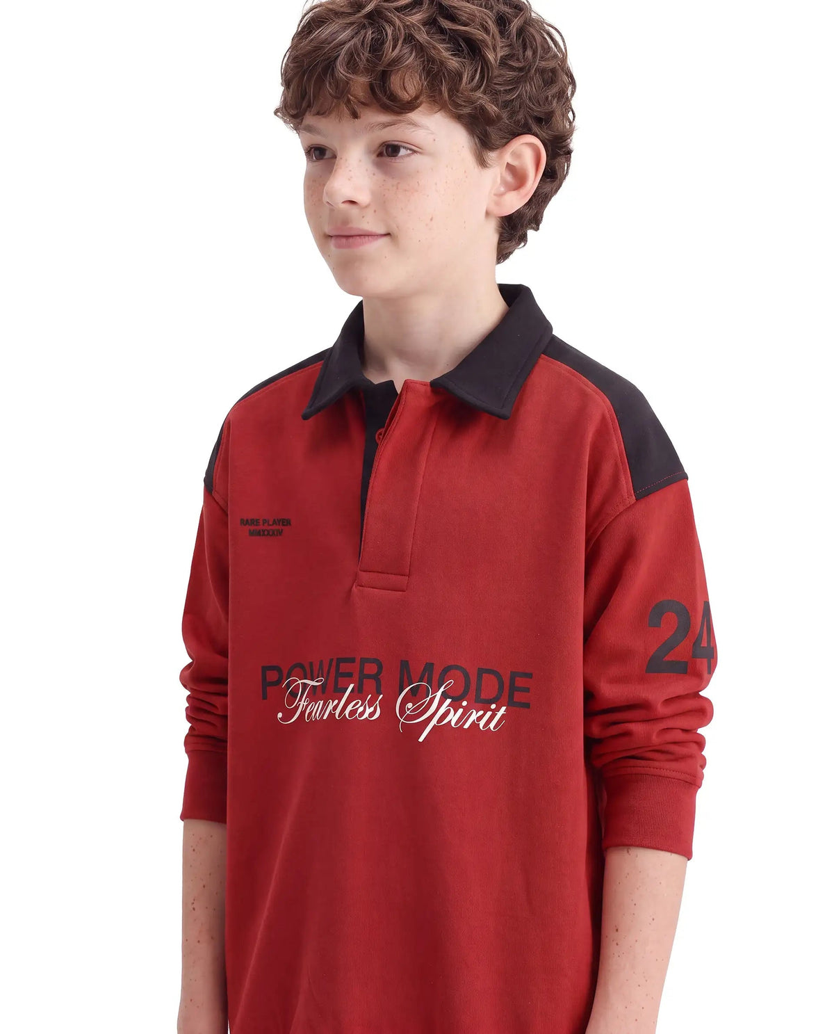 Rare Ones Boys Lars Oversized Fit Cotton Blend Polo - Rust