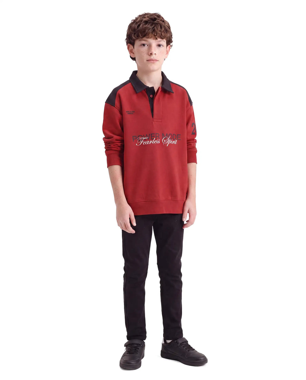 Rare Ones Boys Lars Oversized Fit Cotton Blend Polo - Rust