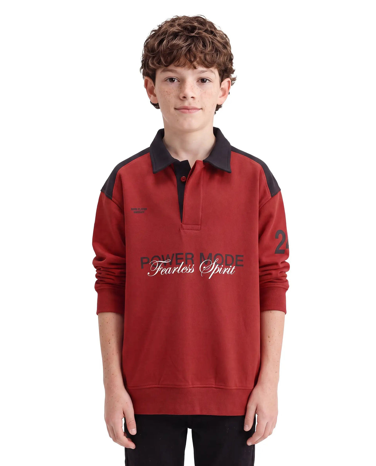 Rare Ones Boys Lars Oversized Fit Cotton Blend Polo - Rust