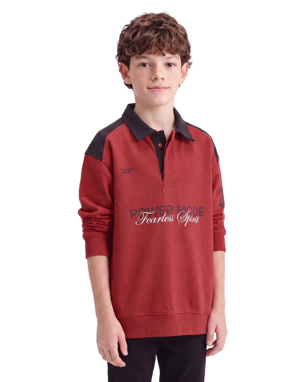 Rare Ones Boys Lars Oversized Fit Cotton Blend Polo - Rust