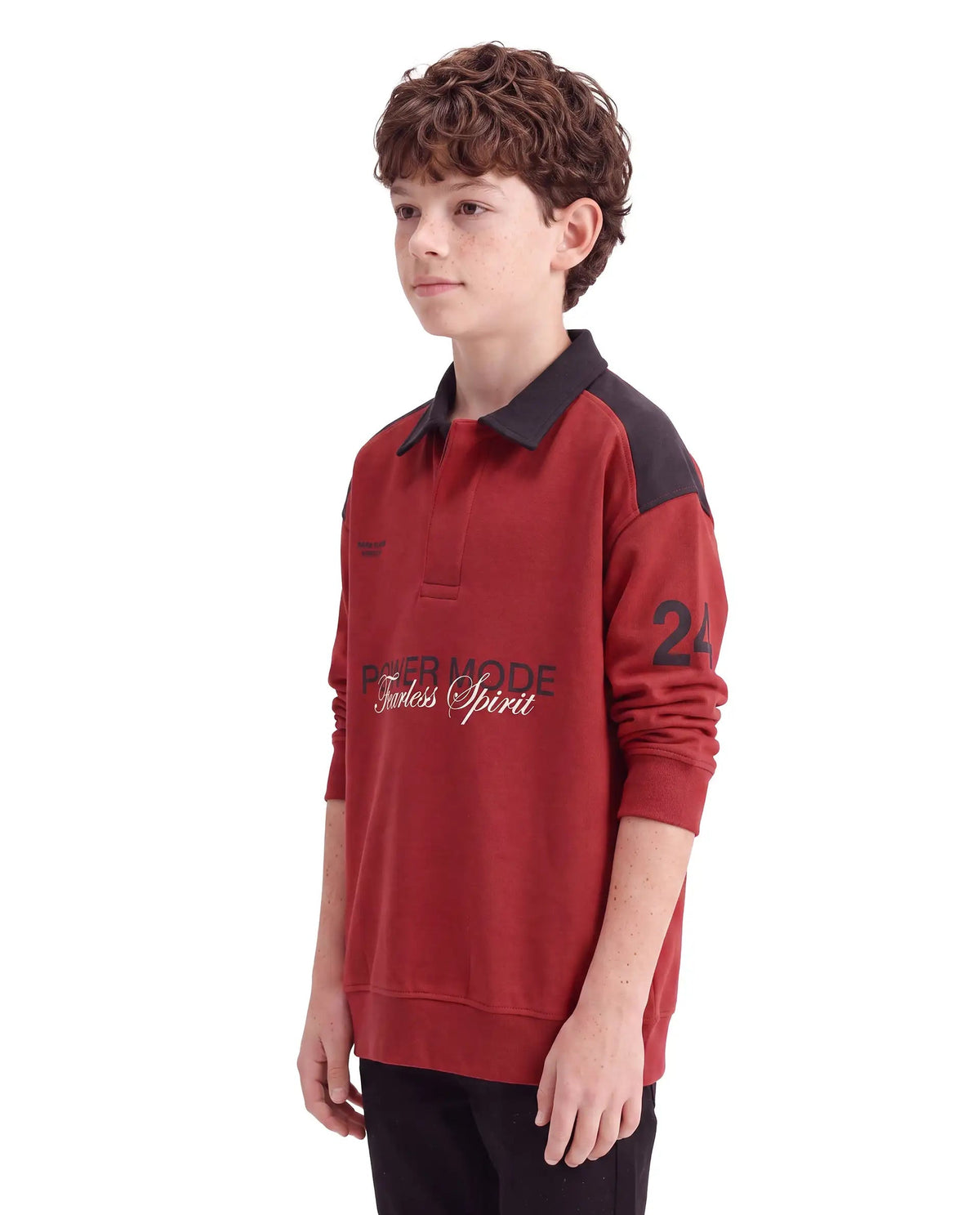 Rare Ones Boys Lars Oversized Fit Cotton Blend Polo - Rust