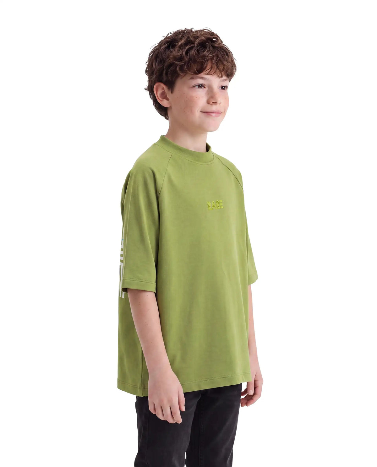 Rare Ones Boys Travis Light Cotton T-Shirt - Olive