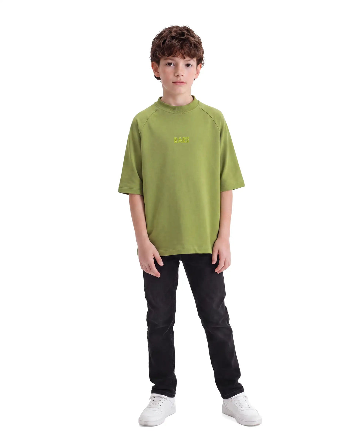Rare Ones Boys Travis Light Cotton T-Shirt - Olive
