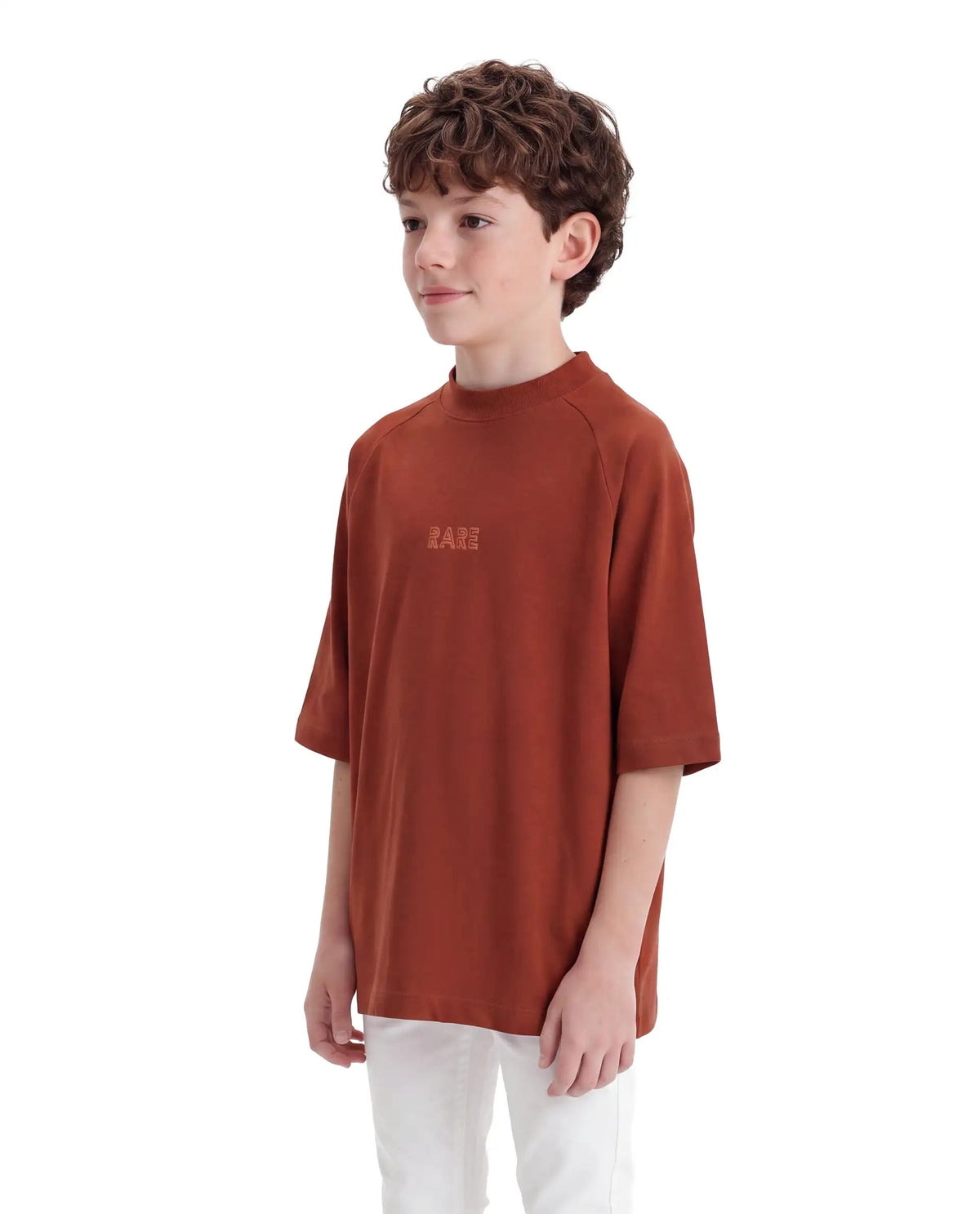 Rare Ones Boys Travis Oversized Fit Cotton T-Shirt - Rust