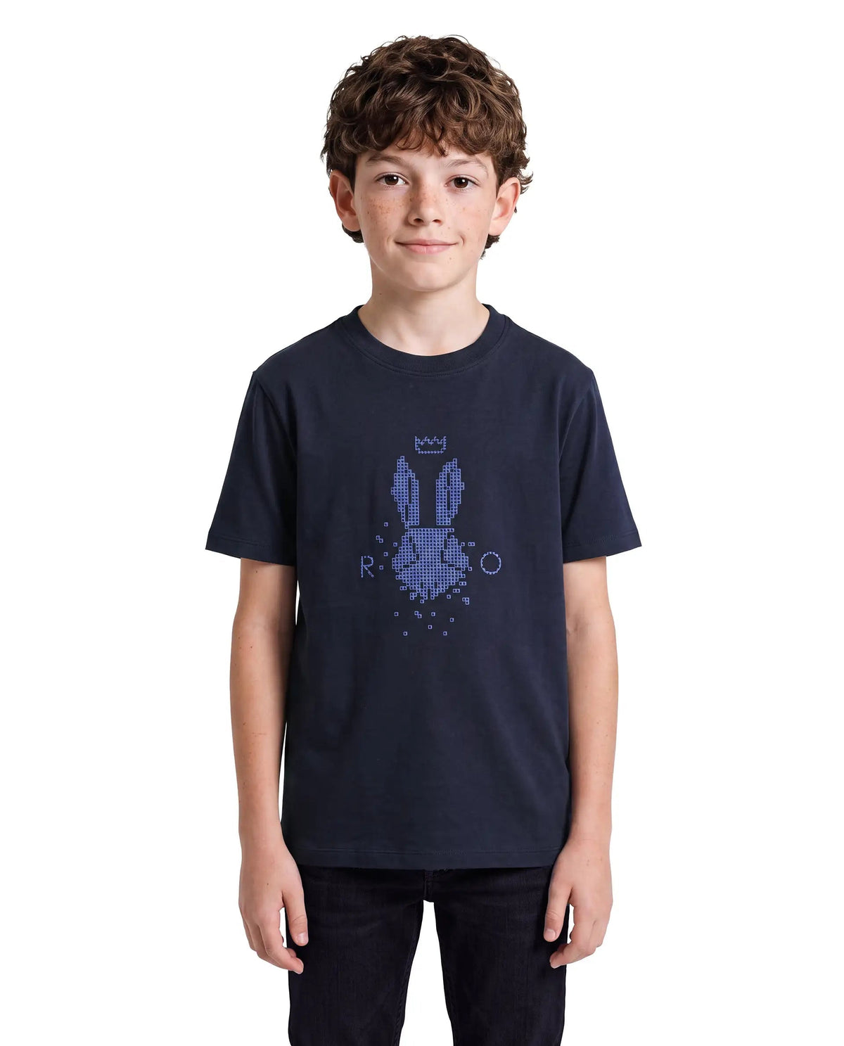Rare Ones Boys Walko Regular Fit Cotton Blend T-Shirt - Navy
