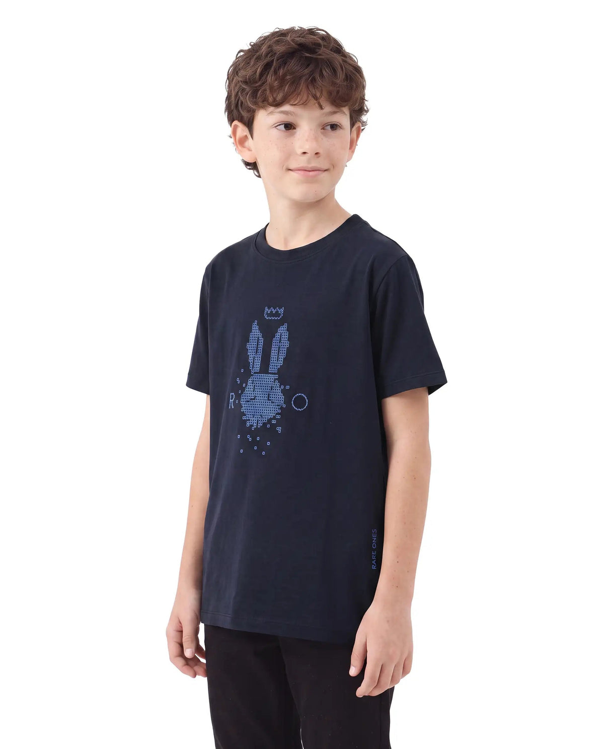 Rare Ones Boys Walko Regular Fit Cotton Blend T-Shirt - Navy