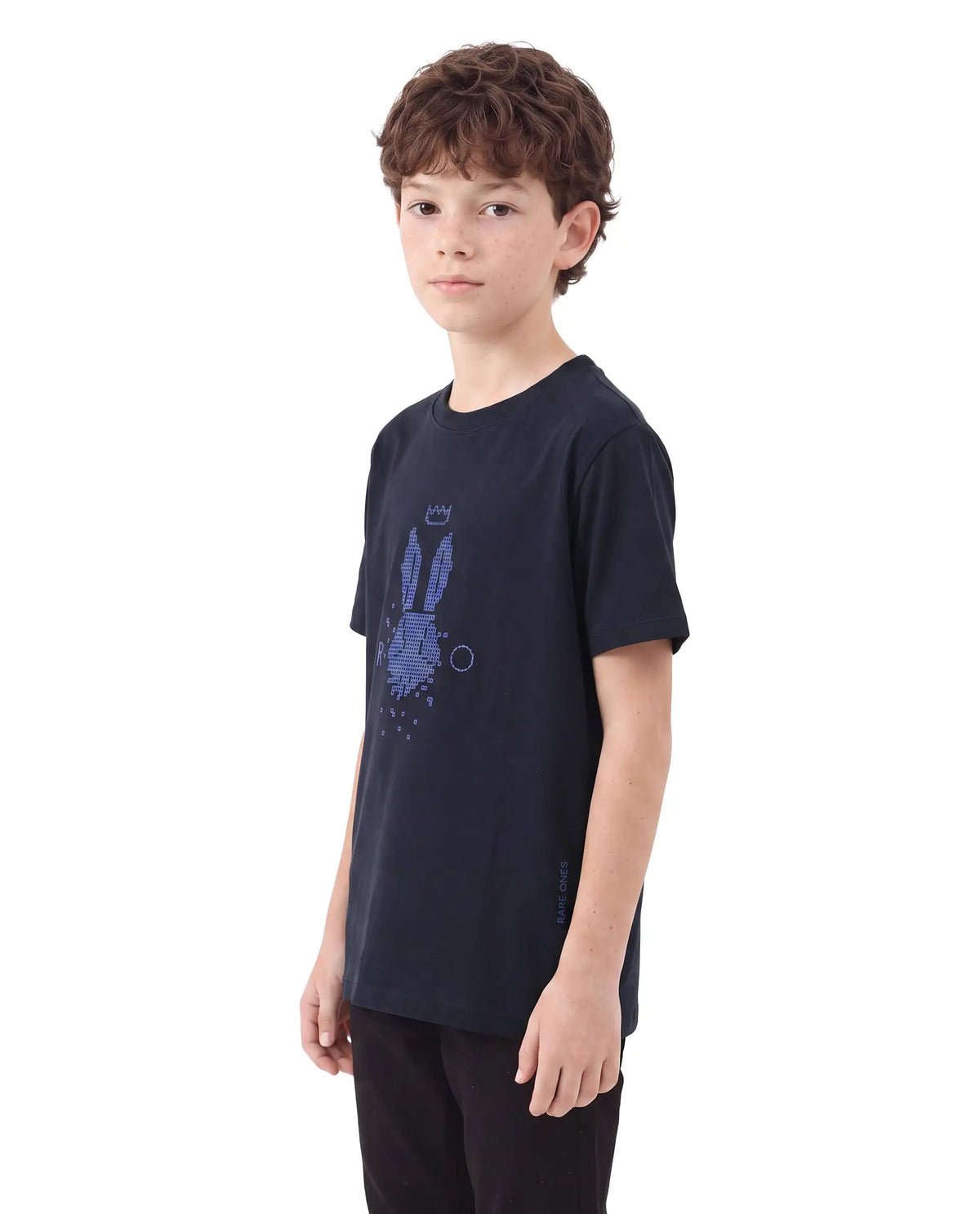 Rare Ones Boys Walko Regular Fit Cotton Blend T-Shirt - Navy