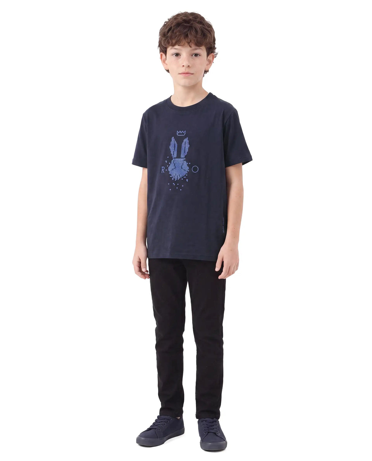 Rare Ones Boys Walko Regular Fit Cotton Blend T-Shirt - Navy