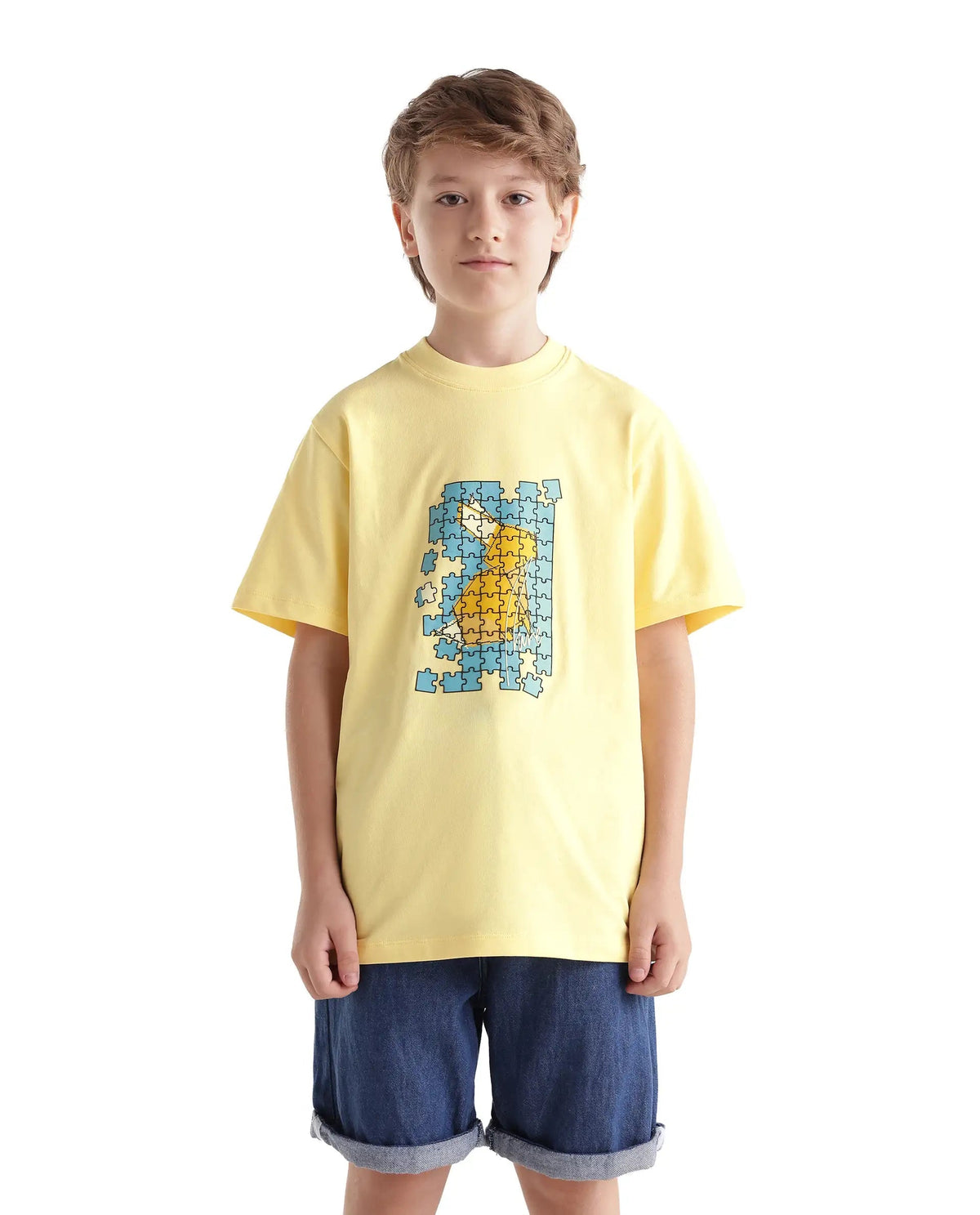 Rare Ones Boys Alarc Cotton Blend T-Shirt - Light Yellow