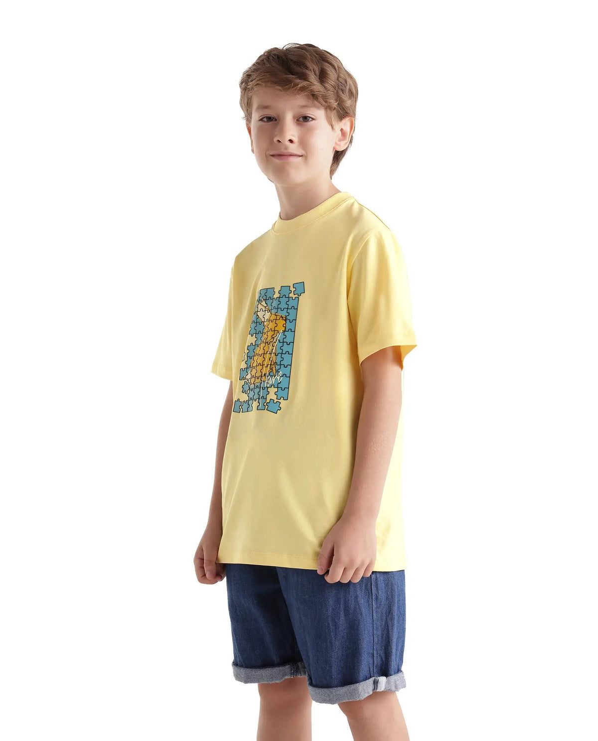 Rare Ones Boys Alarc Cotton Blend T-Shirt - Light Yellow