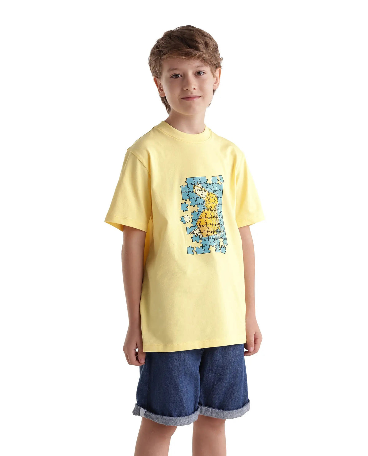 Rare Ones Boys Alarc Cotton Blend T-Shirt - Light Yellow