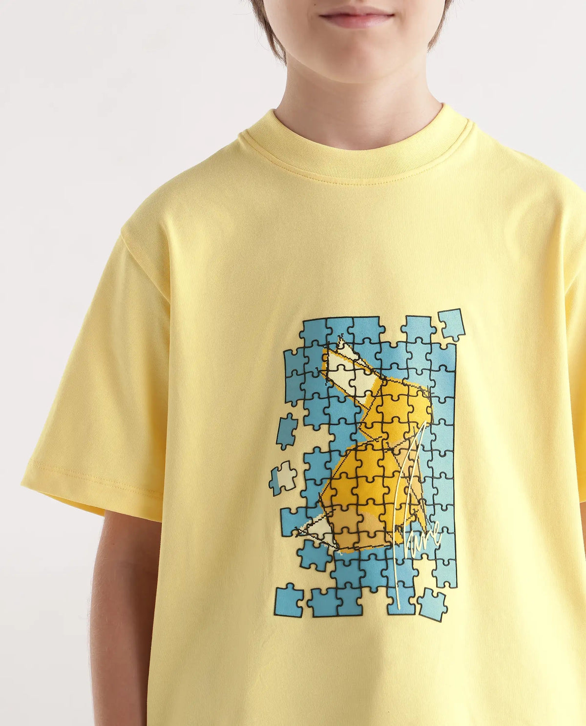 Rare Ones Boys Alarc Cotton Blend T-Shirt - Light Yellow