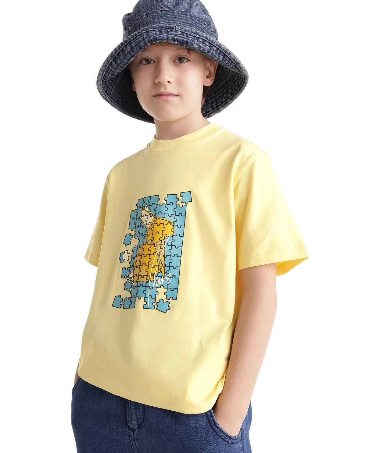 Rare Ones Boys Alarc Cotton Blend T-Shirt - Light Yellow
