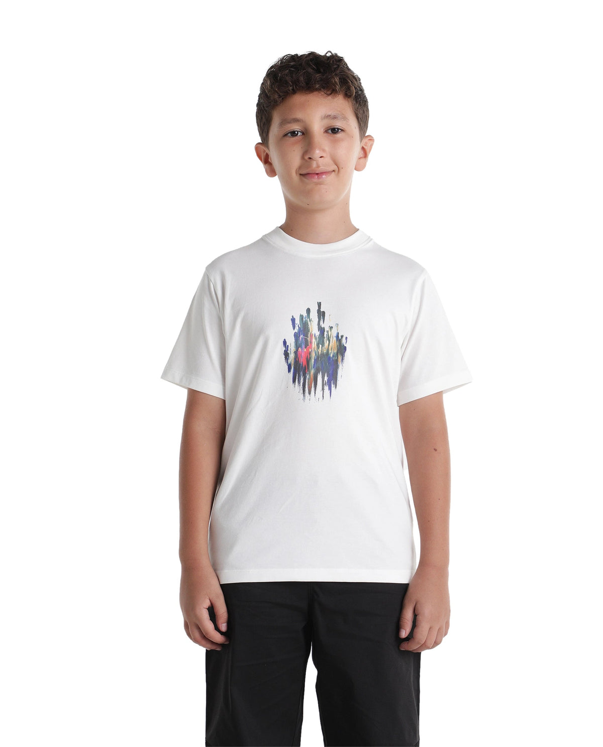 Boys Off White Regular-Fit Half-Sleeve Printed Cotton Blend T-Shirt