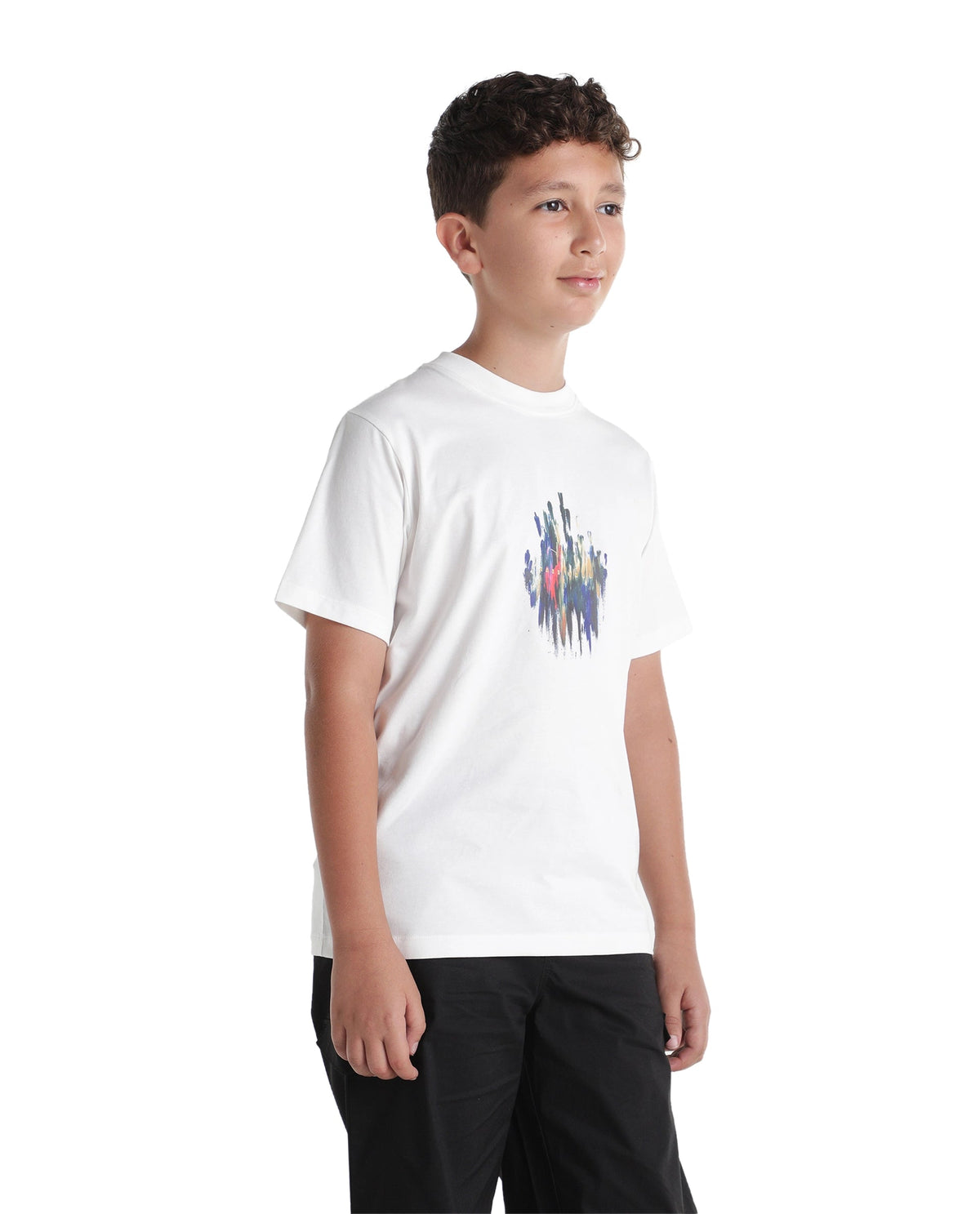 Boys Off White Regular-Fit Half-Sleeve Printed Cotton Blend T-Shirt